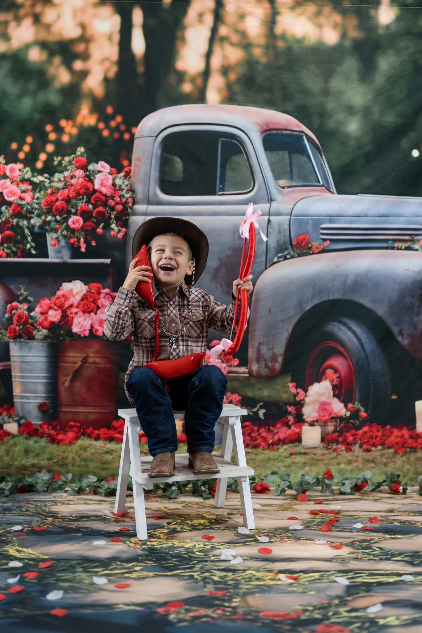 Kate Saint Valentin Camion complet de Roses Toile de fond pour la photographie - Kate Backdrop FR