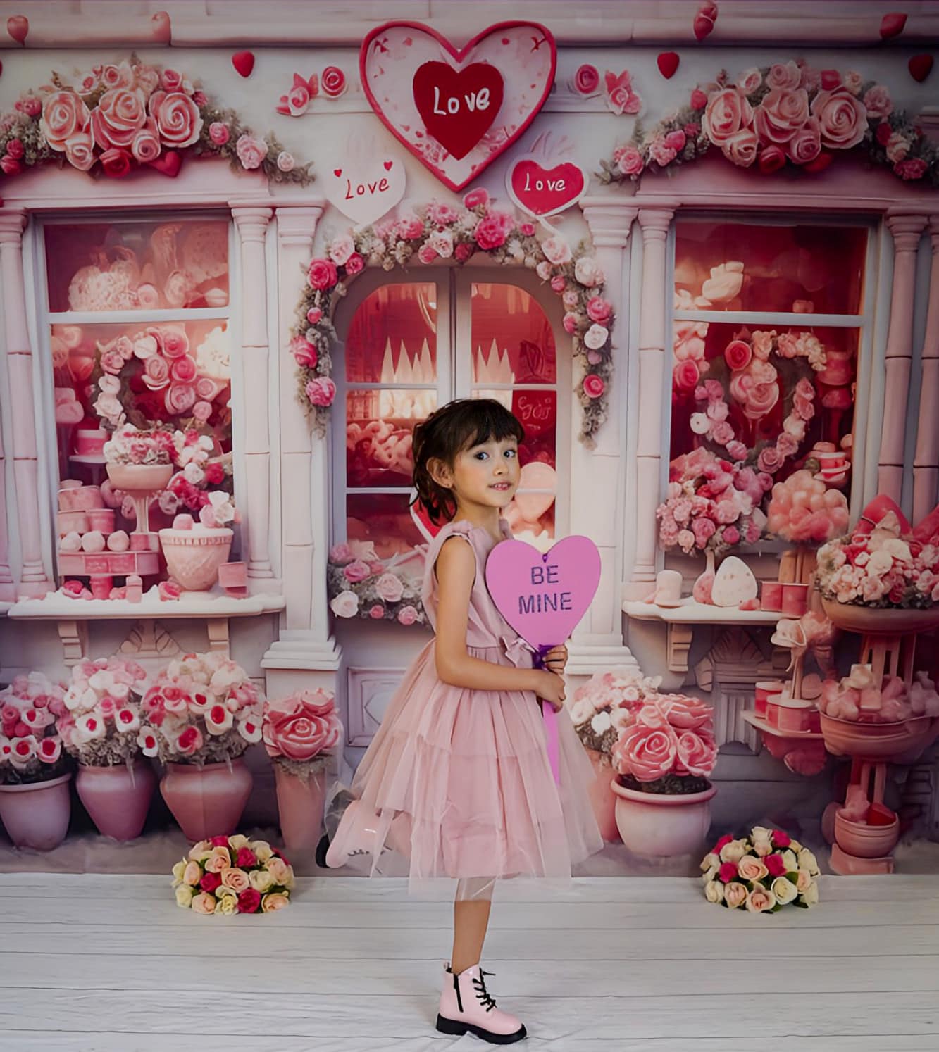 Kate Saint Valentin Rose Boutique de Fleurs Toile de fond conçue par Chain Photographie - Kate Backdrop FR