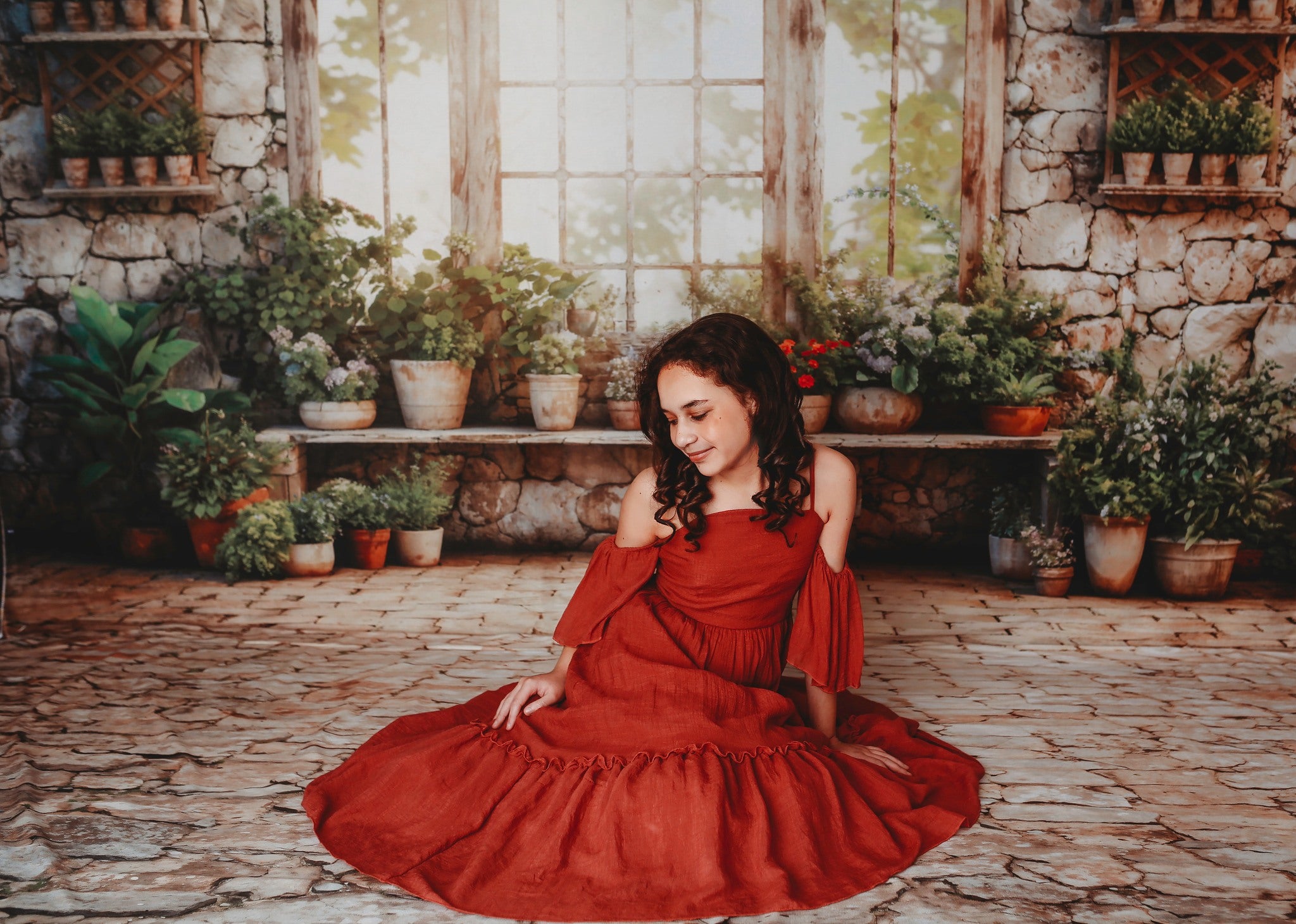 Kate Printemps Plantes Vert Ensoleillé Fenêtre Toile de fond conçue par Chain Photographie - Kate Backdrop FR