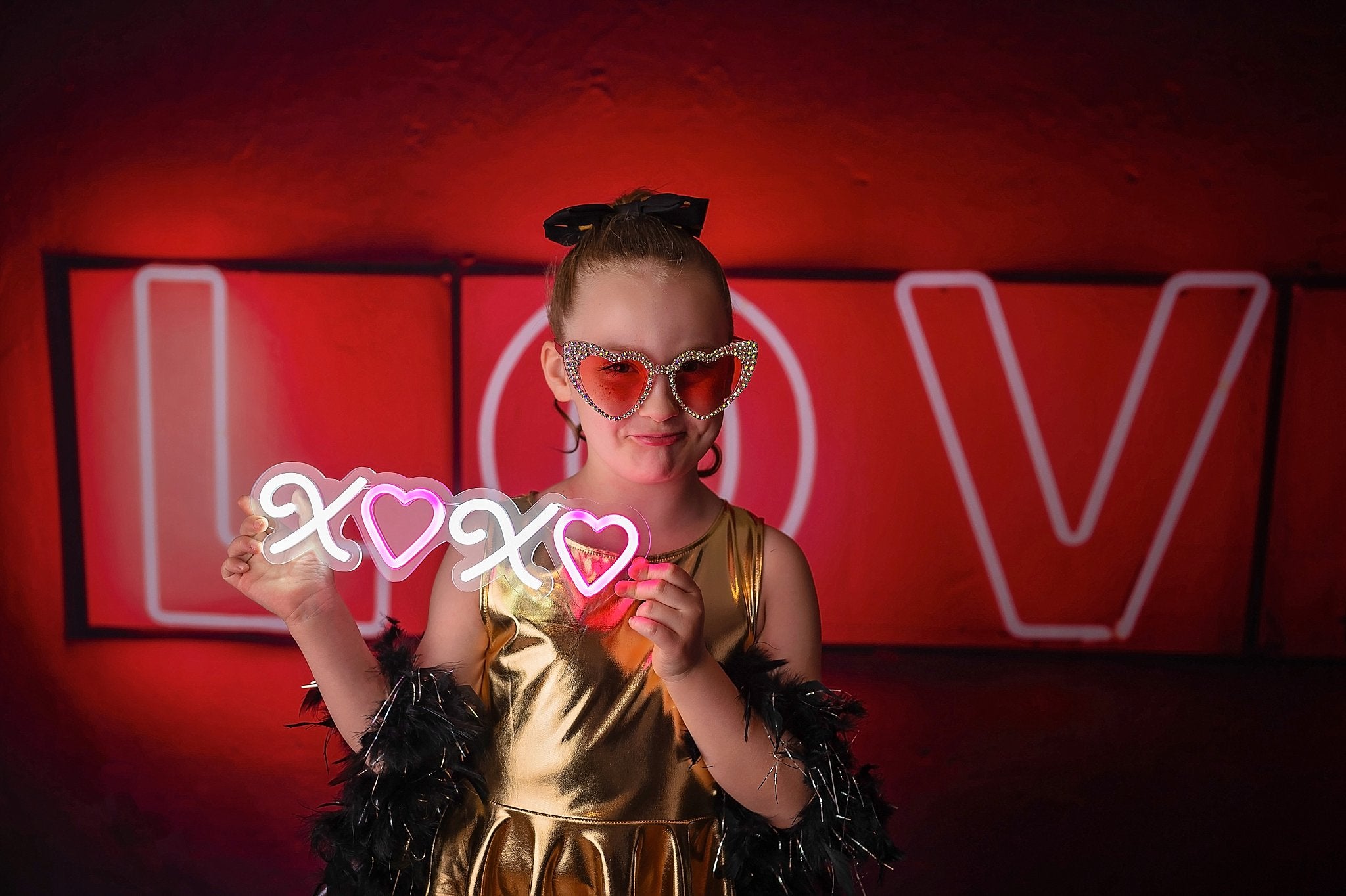 Kate Saint Valentin LOVE Lumière Rouge Toile de fond conçue par Chain Photographie - Kate Backdrop FR