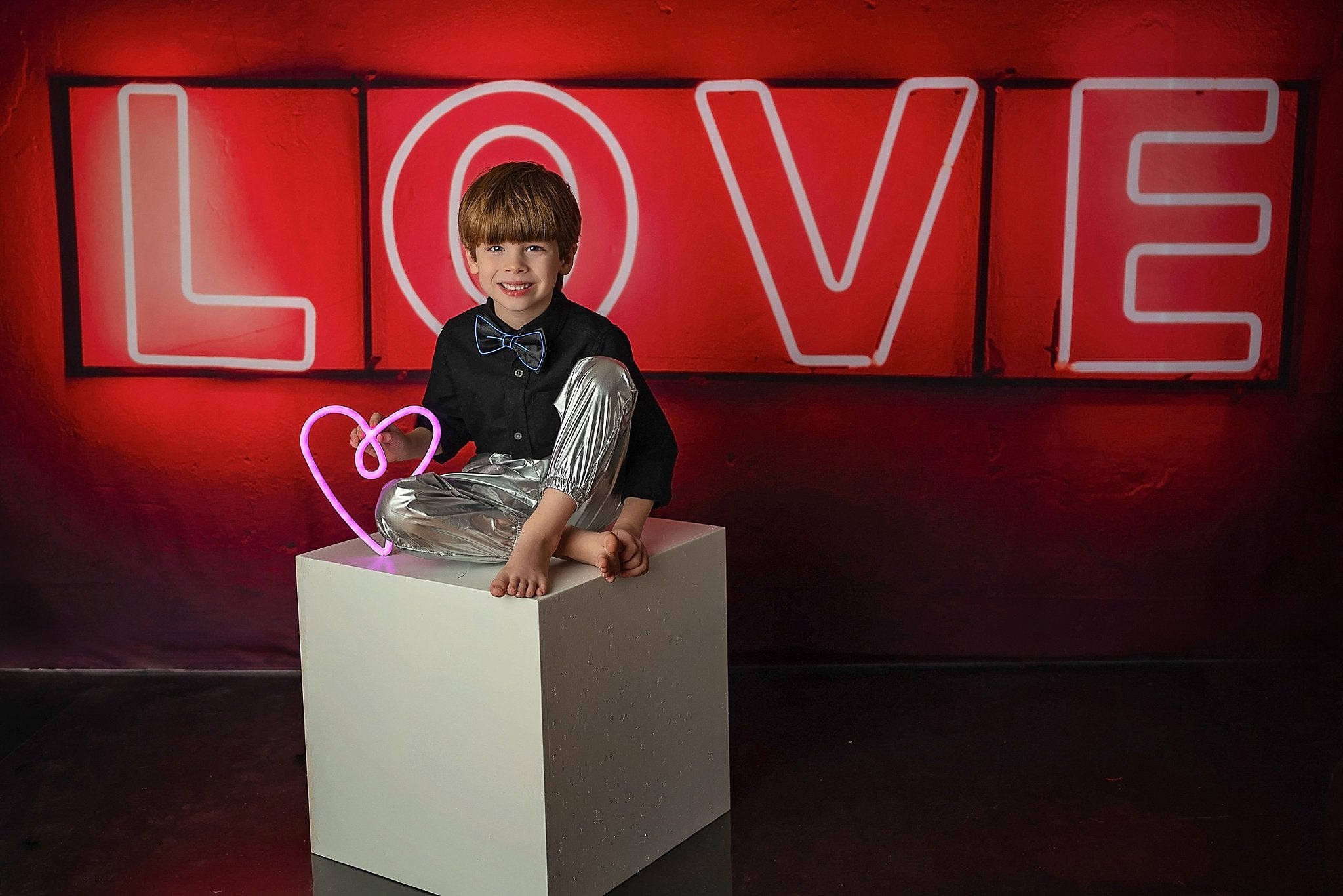 Kate Saint Valentin LOVE Lumière Rouge Toile de fond conçue par Chain Photographie - Kate Backdrop FR