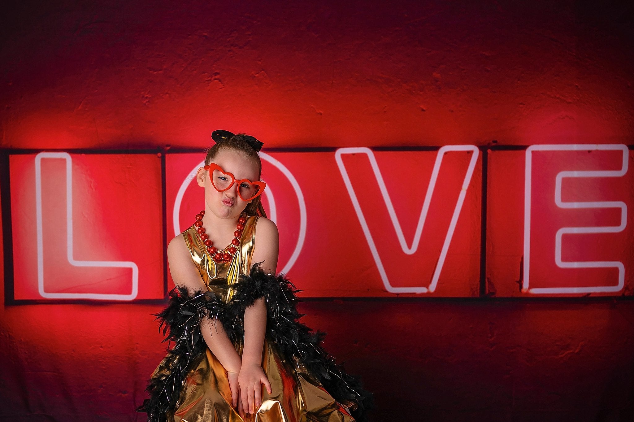 Kate Saint Valentin LOVE Lumière Rouge Toile de fond conçue par Chain Photographie - Kate Backdrop FR