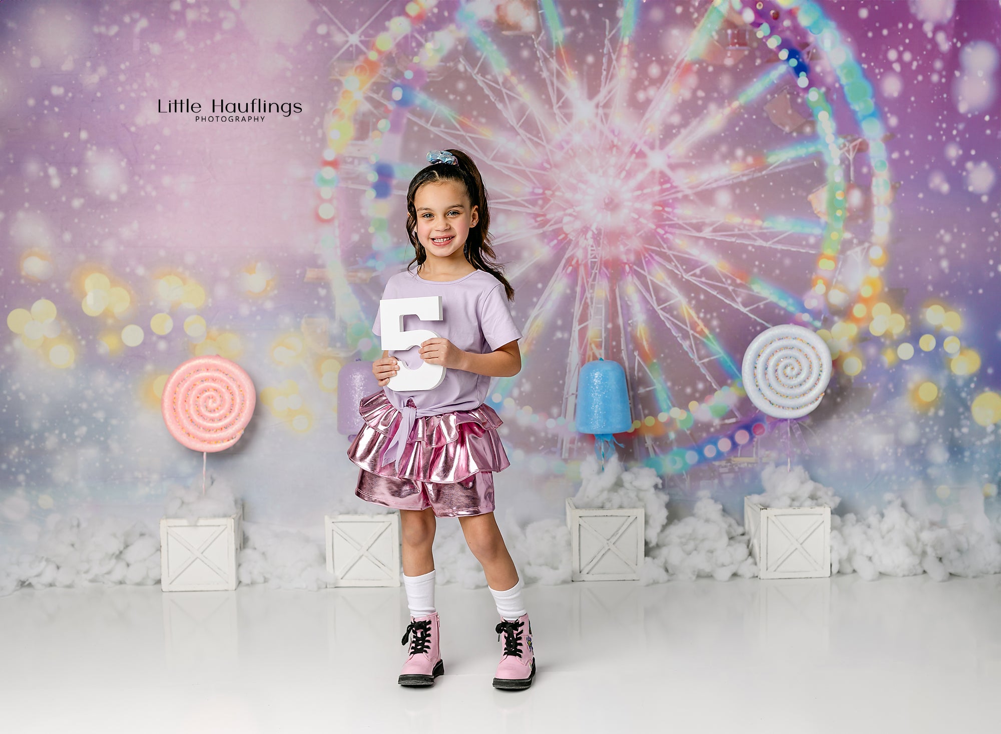 Kate Bokeh Fantaisie Grande roue Rose Enfant Toile de fond conçue par GQ - Kate Backdrop FR