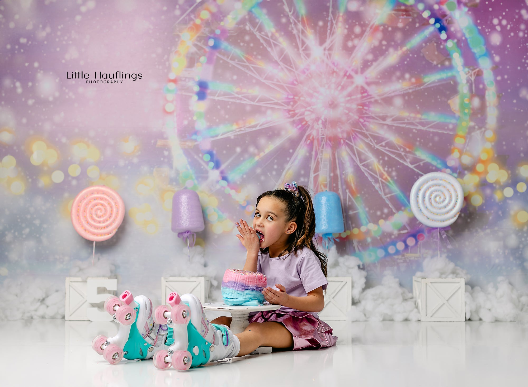 Kate Bokeh Fantaisie Grande roue Rose Enfant Toile de fond conçue par GQ - Kate Backdrop FR