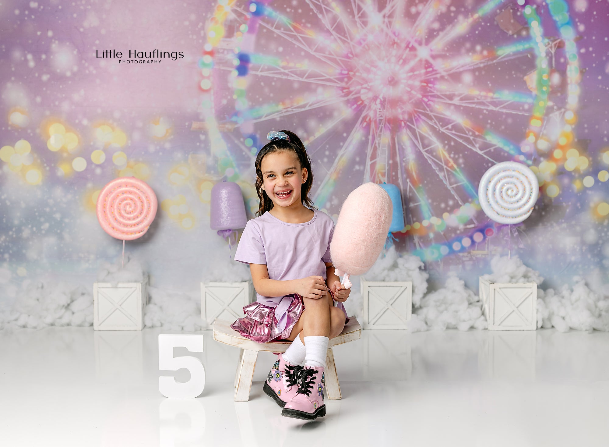 Kate Bokeh Fantaisie Grande roue Rose Enfant Toile de fond conçue par GQ - Kate Backdrop FR