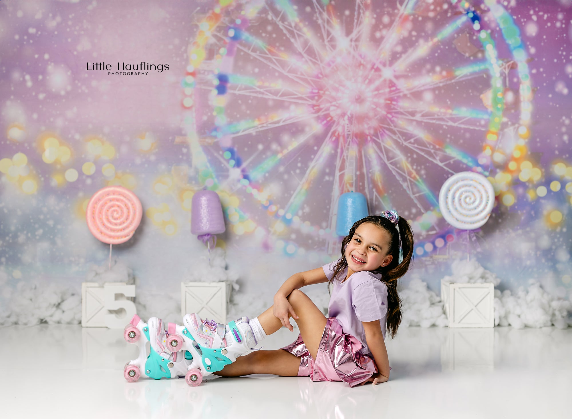 Kate Bokeh Fantaisie Grande roue Rose Enfant Toile de fond conçue par GQ - Kate Backdrop FR