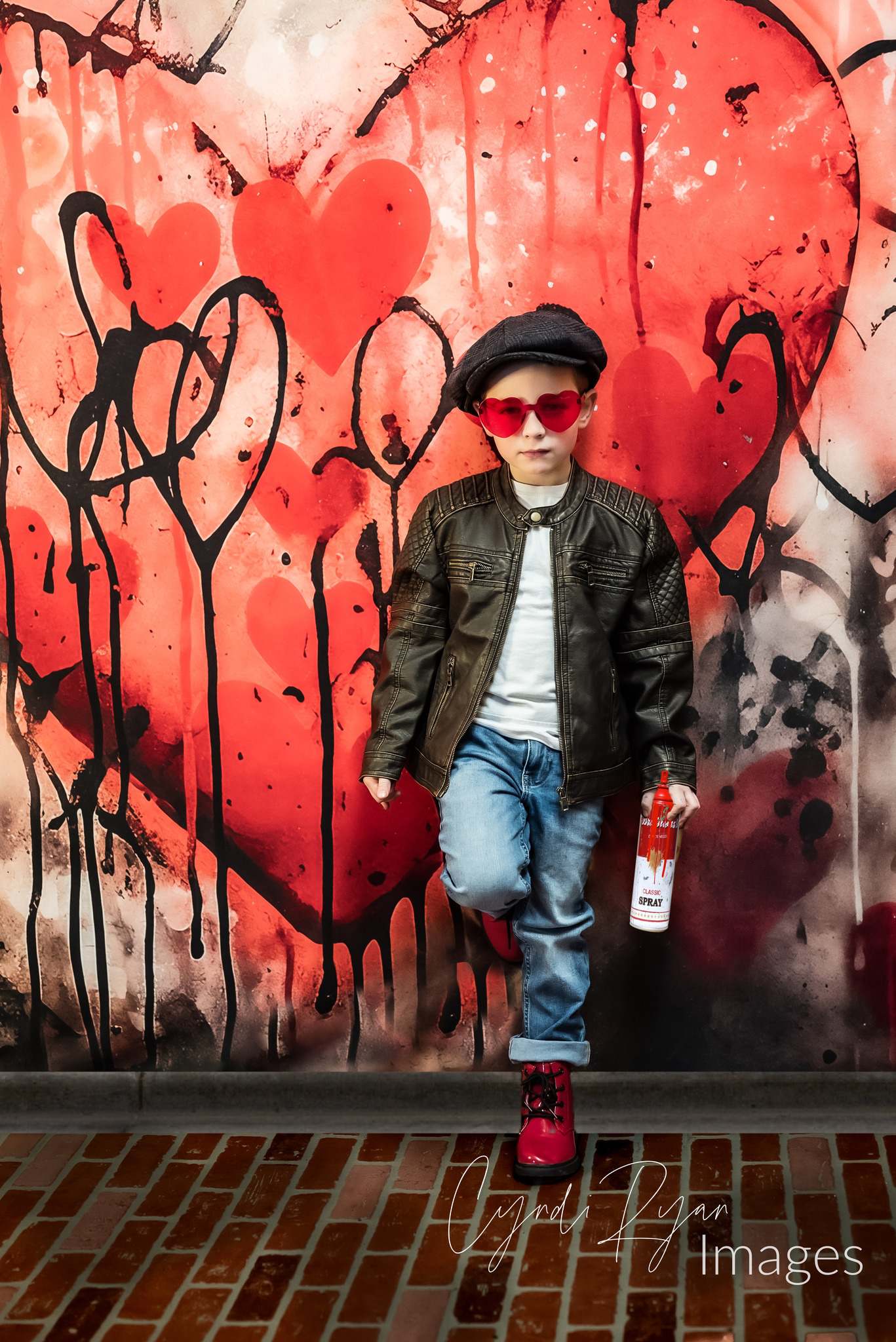 Kate Saint Valentin Coeurs Mur de graffitis Toile de fond conçue par Chain Photographie - Kate Backdrop FR