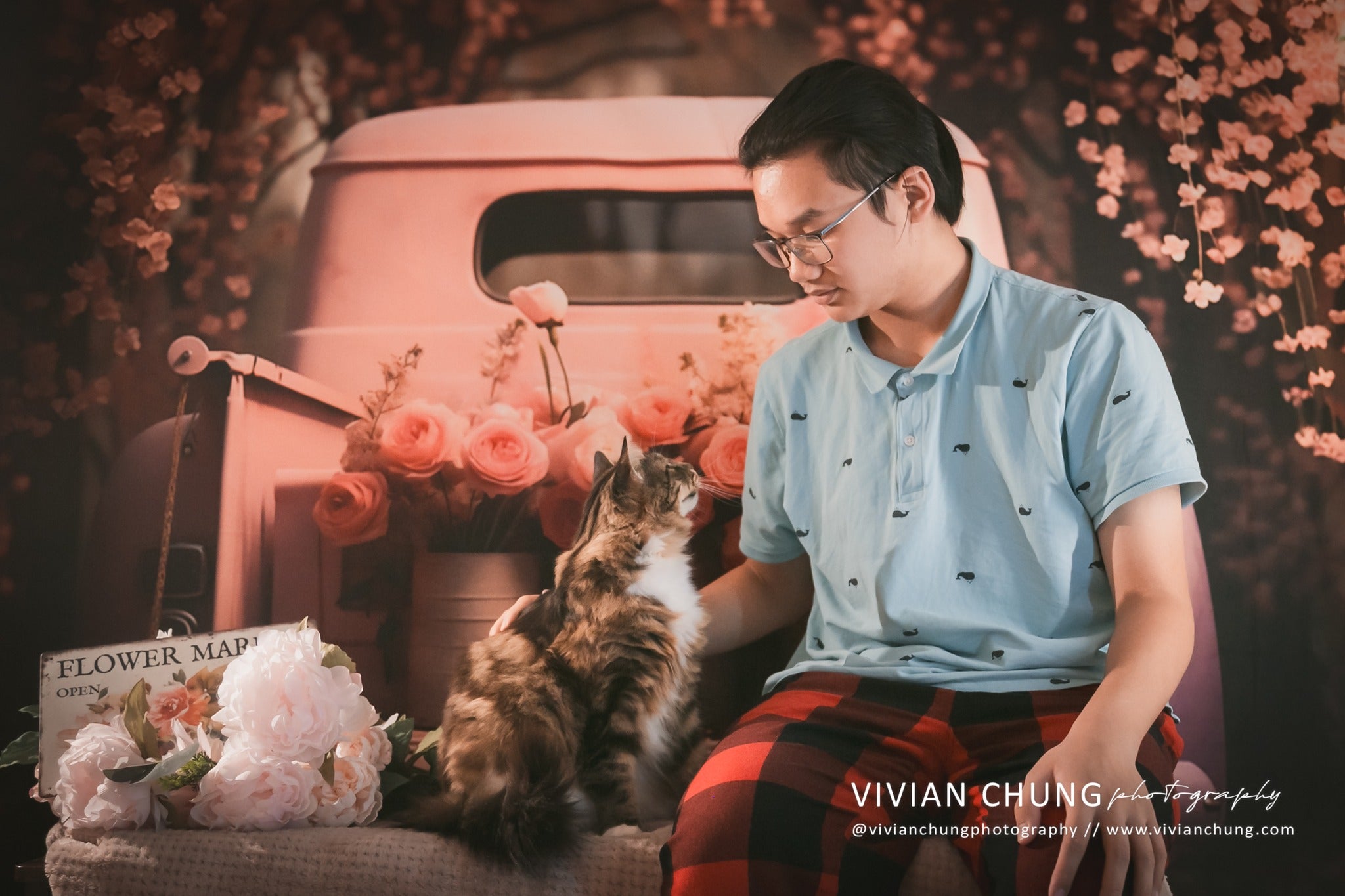 Kate Saint Valentin Rose Fleurs Camion Toile de fond conçue par Chain Photographie - Kate Backdrop FR