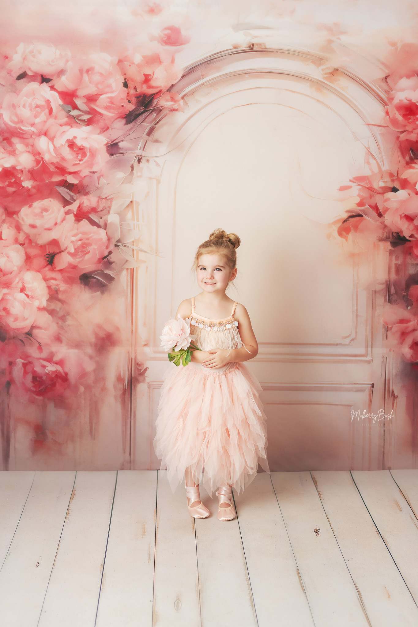 Kate Rose Fleurs Porte en bois Peinture à l'huile Toile de fond conçue par GQ - Kate Backdrop FR