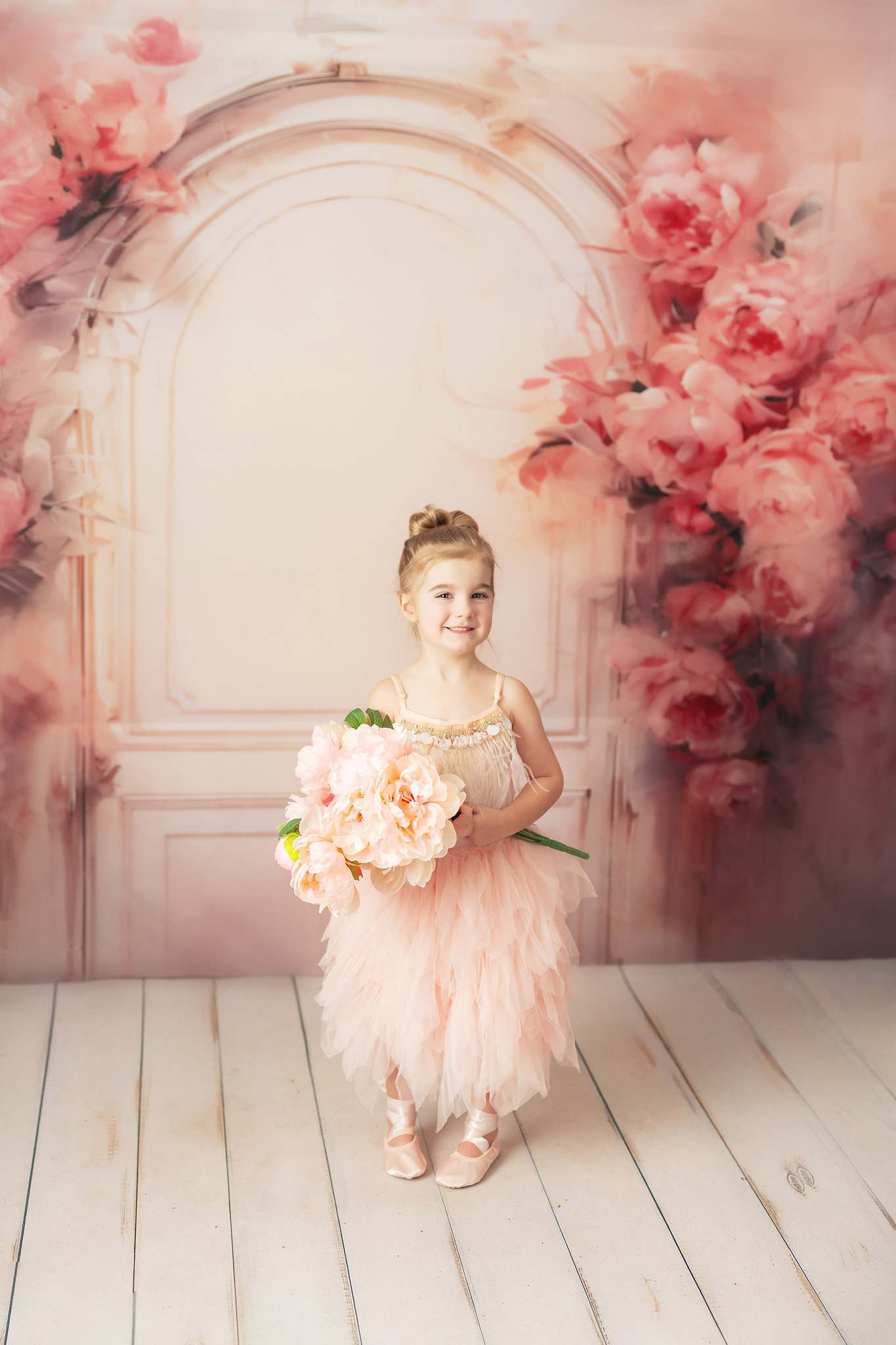 Kate Rose Fleurs Porte en bois Peinture à l'huile Toile de fond conçue par GQ - Kate Backdrop FR