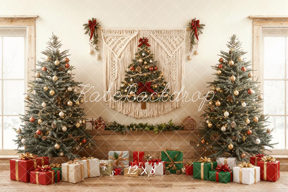 Kate Noël Sapins Cadeaux Macramé Toile de fond en Laine conçue par Emetselch