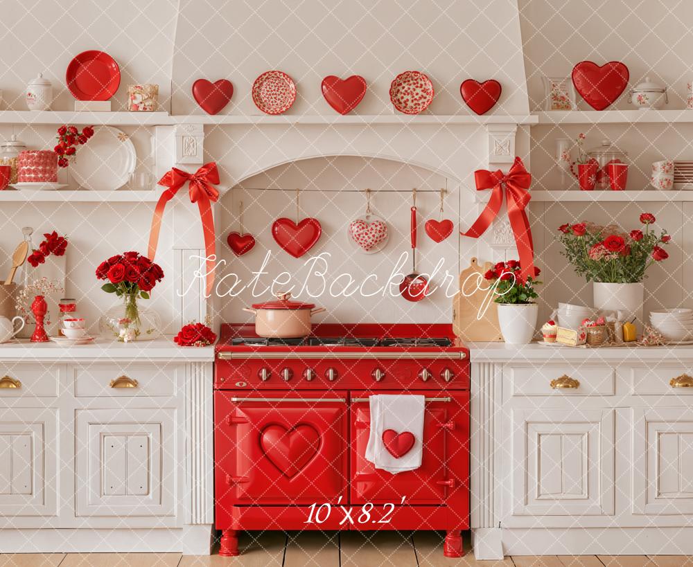 Kate Saint Valentin Cuisine Rouge Cœurs Toile de fond conçue par Emetselch