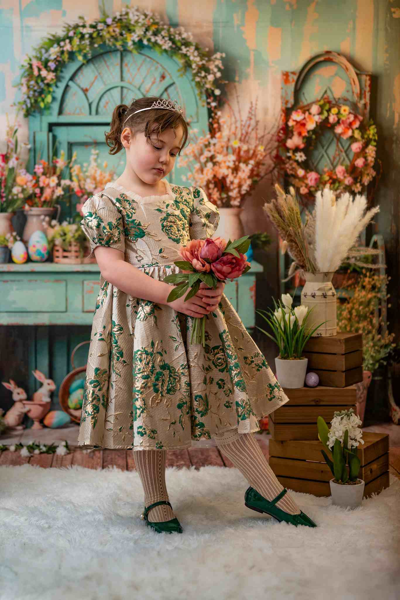 Kate Pâques Verdure Fleurs Lapin Œufs Toile de fond conçue par Emetselch - Kate Backdrop FR