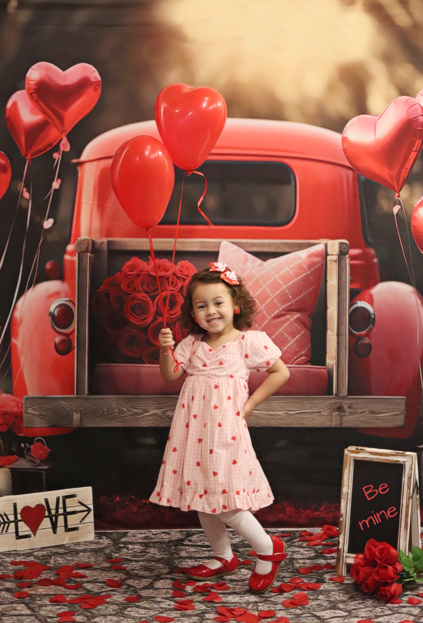Kate Saint Valentin Amour Rouge Ballons Camion Toile de fond conçue par Chain Photographie - Kate Backdrop FR