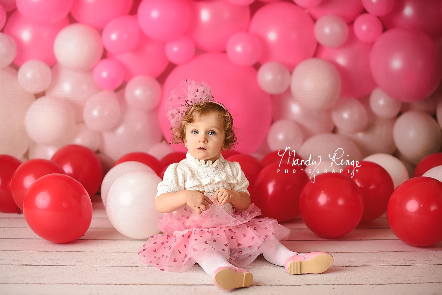 Kate Mur de ballons Rose Rouge Saint-Valentin Toile de fond conçue par Mandy Ringe - Kate Backdrop FR