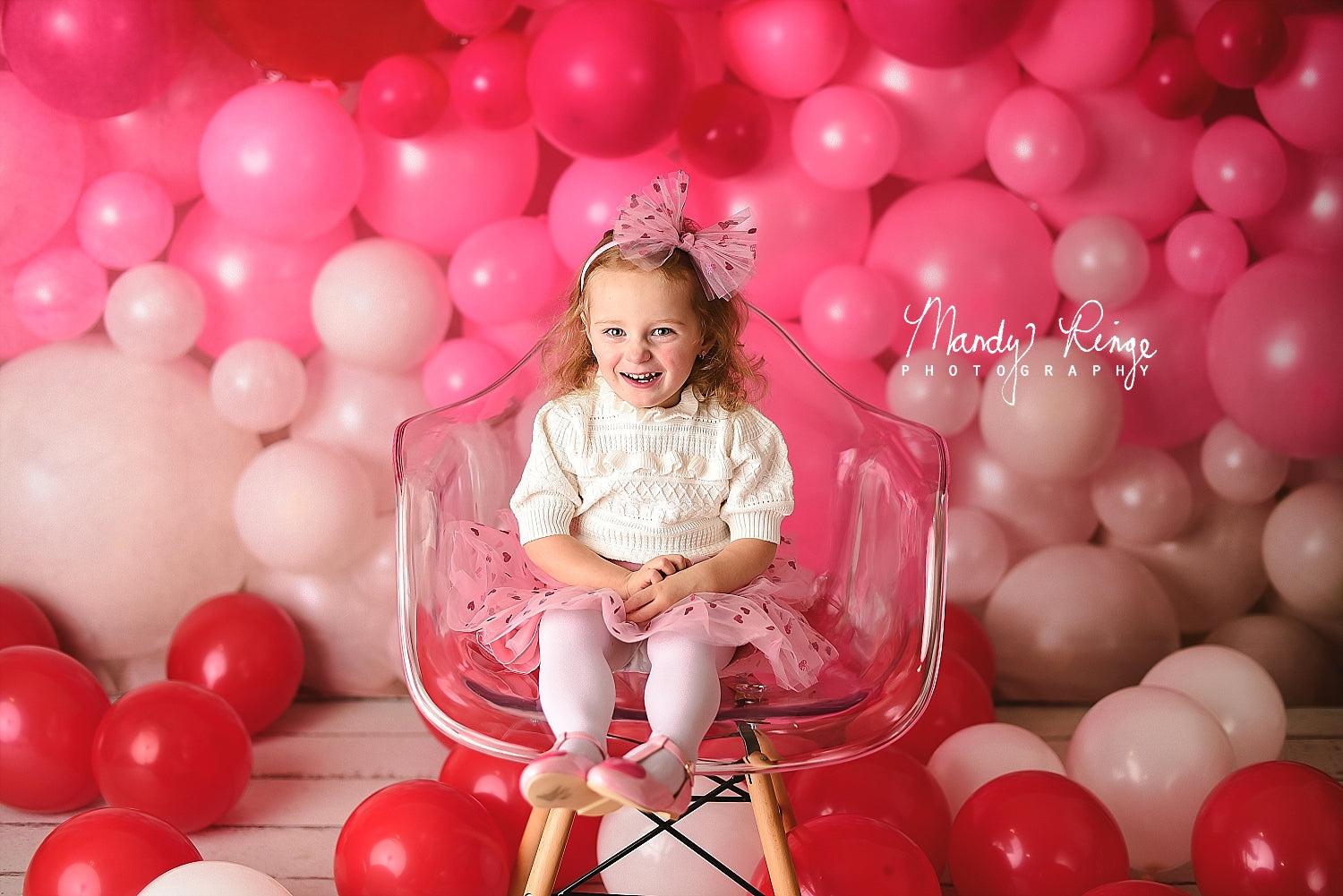 Kate Mur de ballons Rose Rouge Saint-Valentin Toile de fond conçue par Mandy Ringe - Kate Backdrop FR