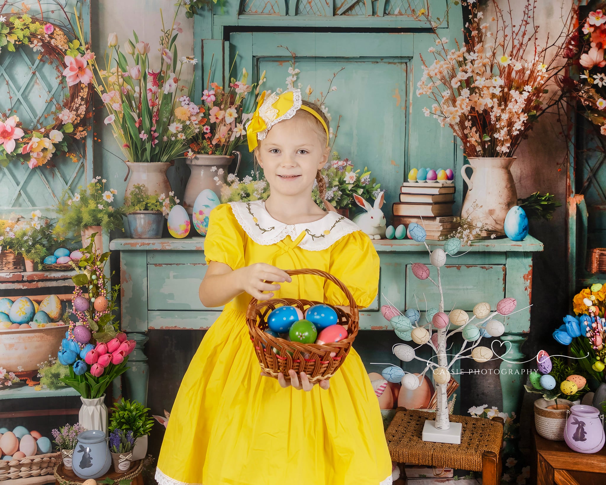 Kate Pâques Verdure Fleurs Lapin Œufs Toile de fond conçue par Emetselch - Kate Backdrop FR