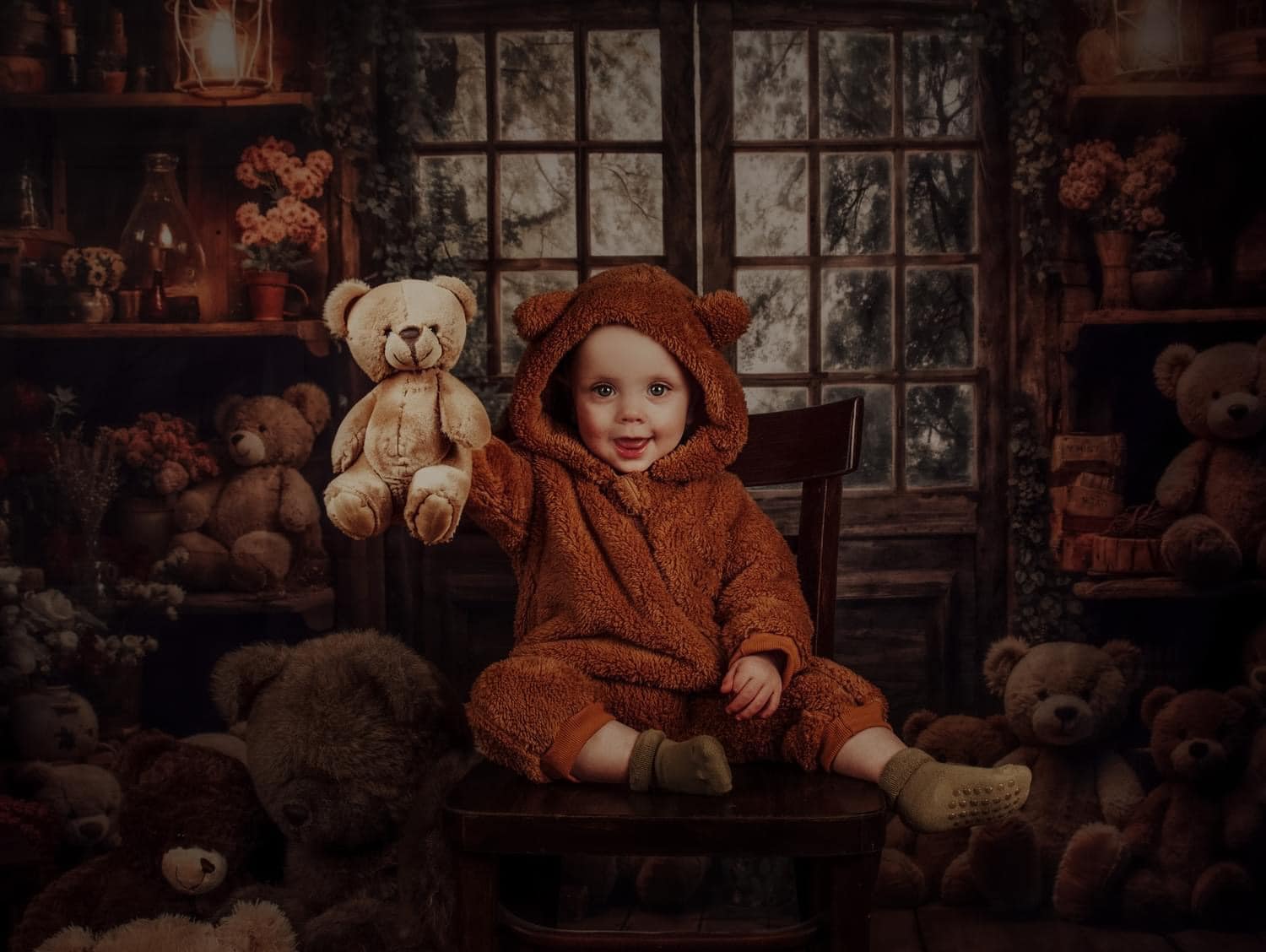 Kate Printemps Lanterne Ours en peluche Porte Toile de fond conçue par Emetselch - Kate Backdrop FR