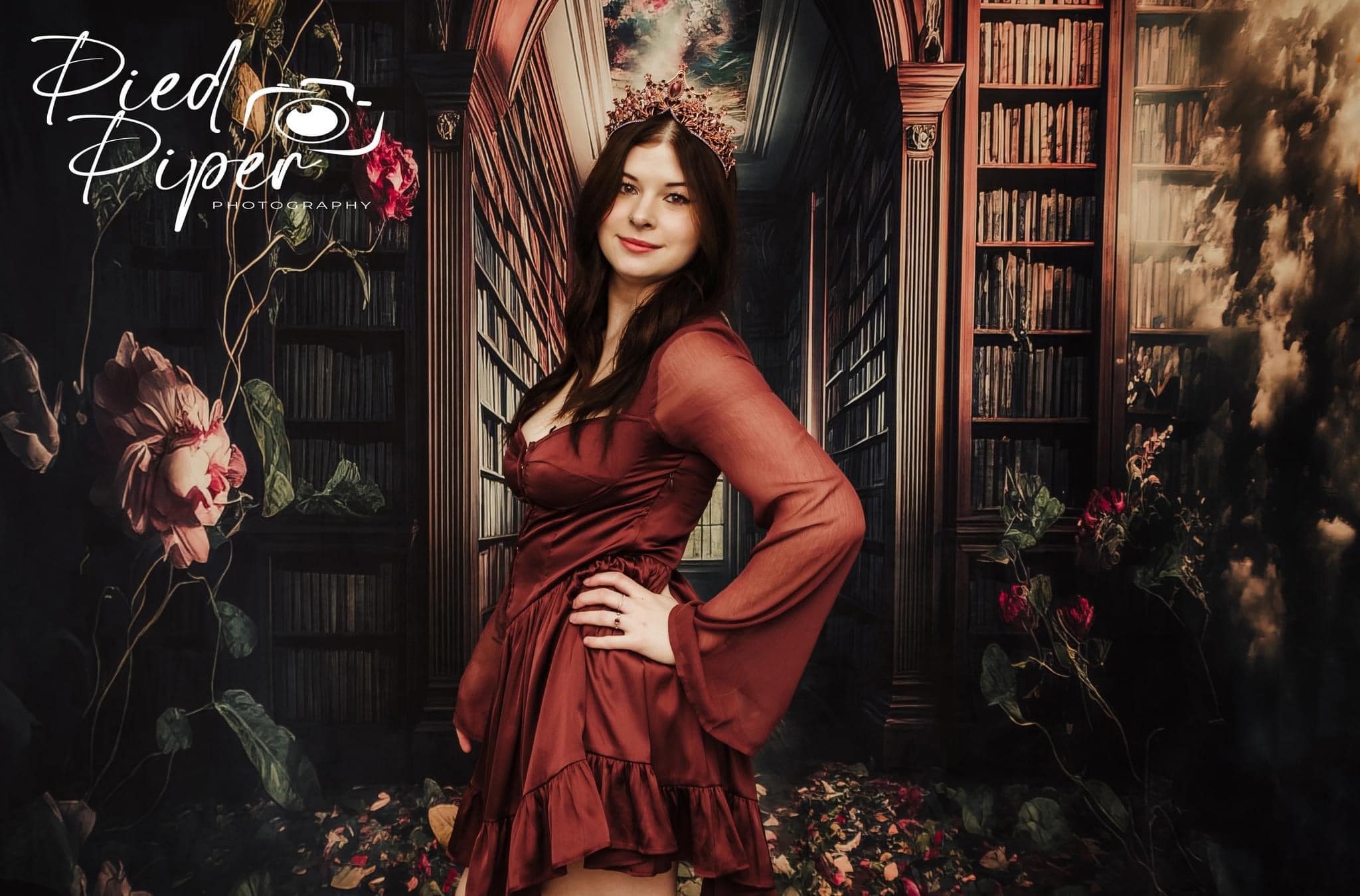 Kate Bibliothèque de Rêves Fleurs Toile de fond conçu par Angela Marie Photographie - Kate Backdrop FR