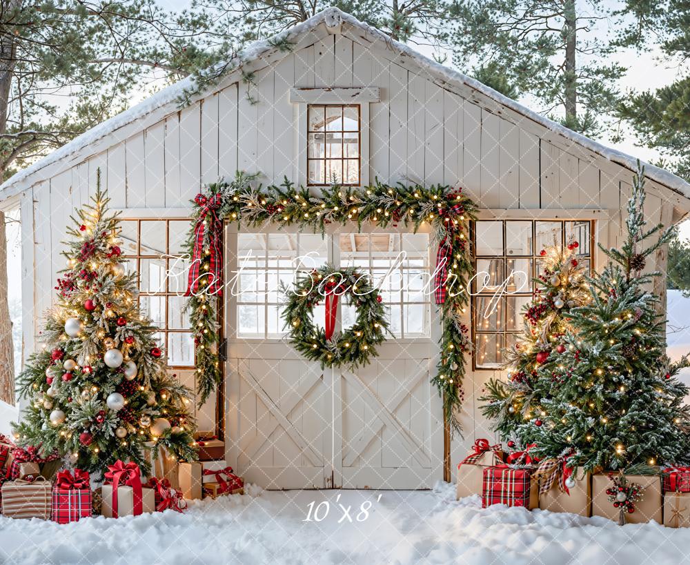 Kate Noël Maison Sapins Cadeaux Toile de fond en Laine conçue par Emetselch - Kate Backdrop FR