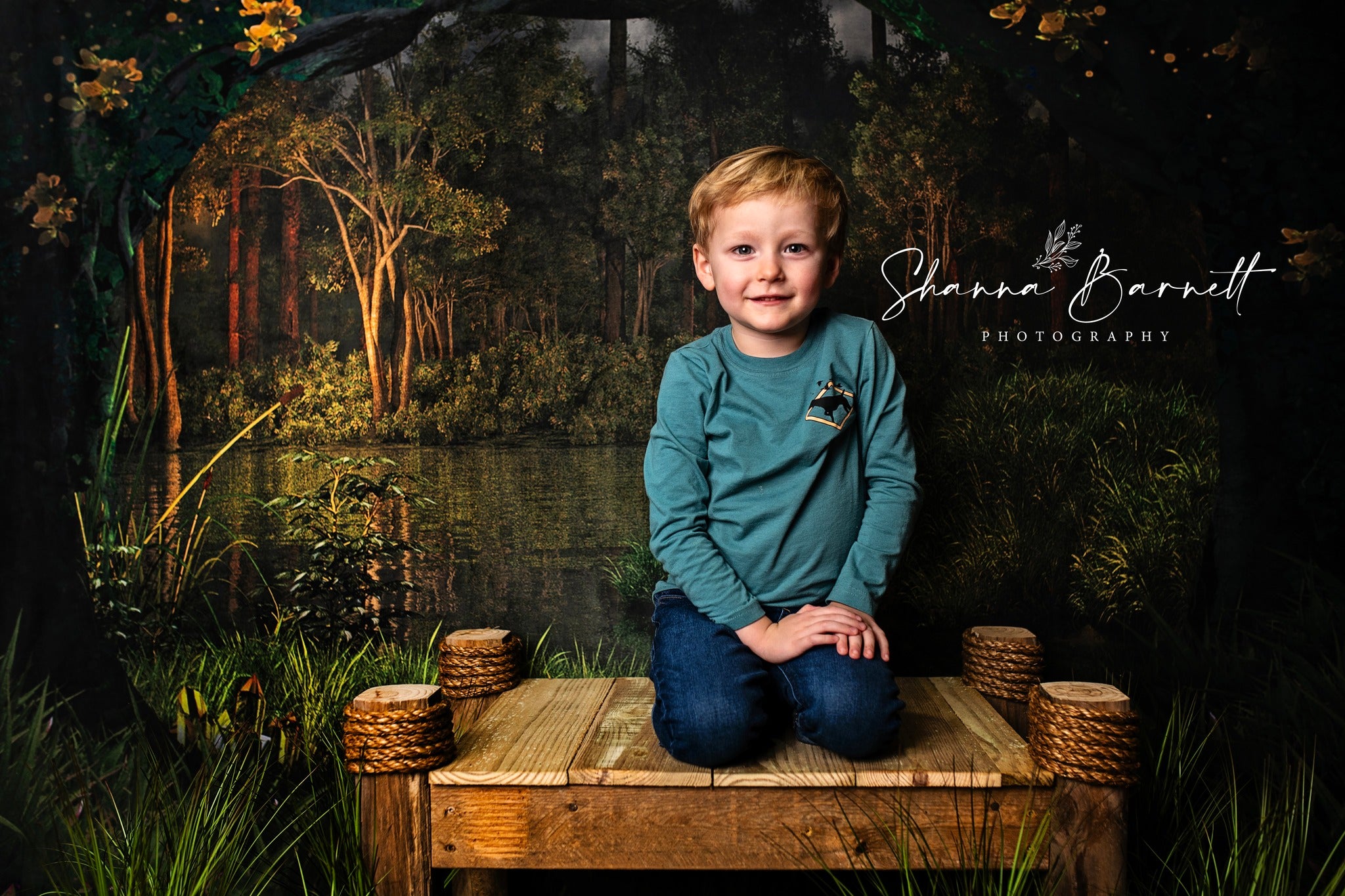 Kate Été Forêt Pêcher Vert Toile de fond pour la photographie - Kate Backdrop FR