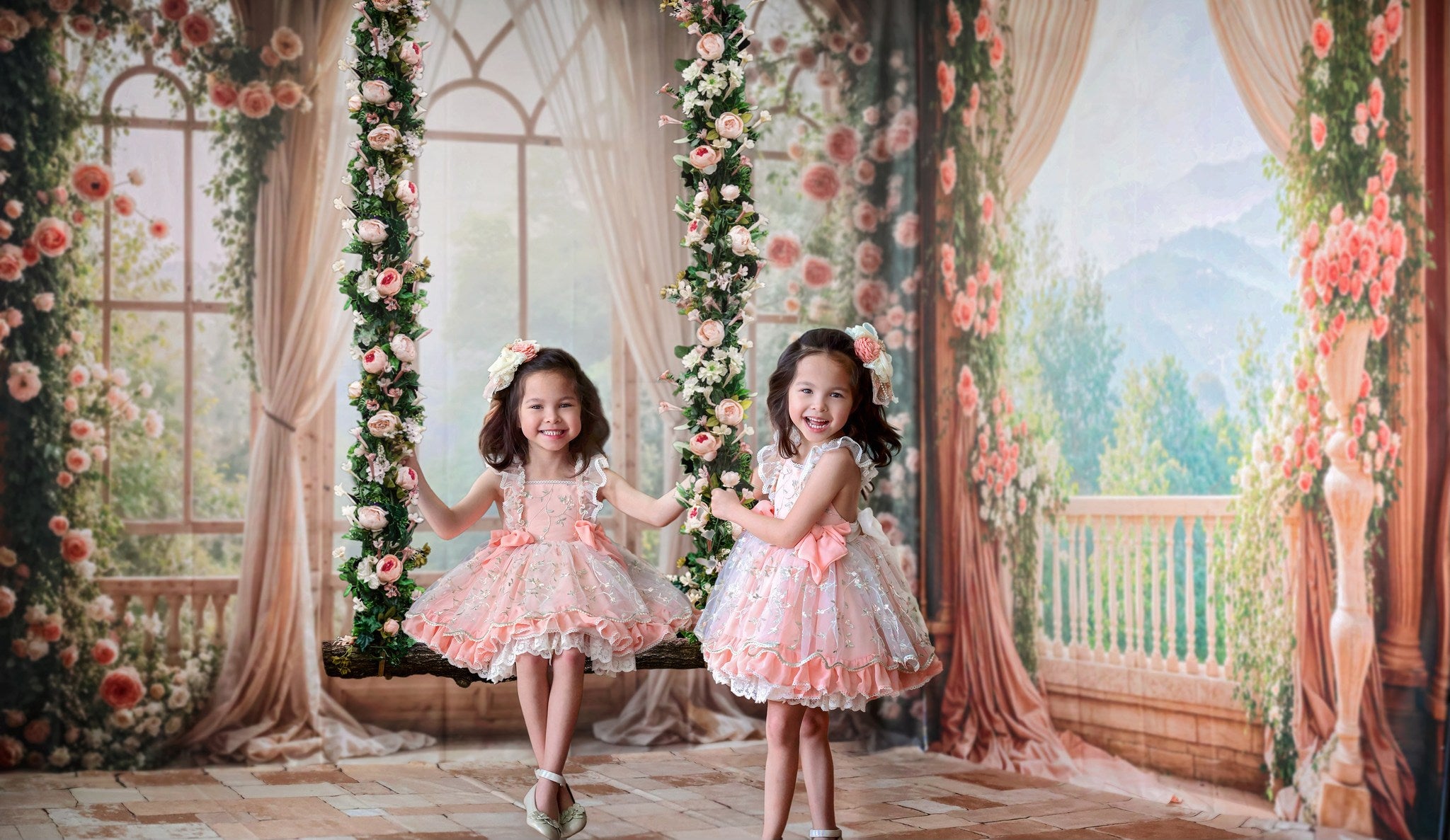 Kate Printemps Fleurs Rideau Balcon Ensemble de chambre (8pix8pi&10pix8pi&8pix10pi) - Kate Backdrop FR