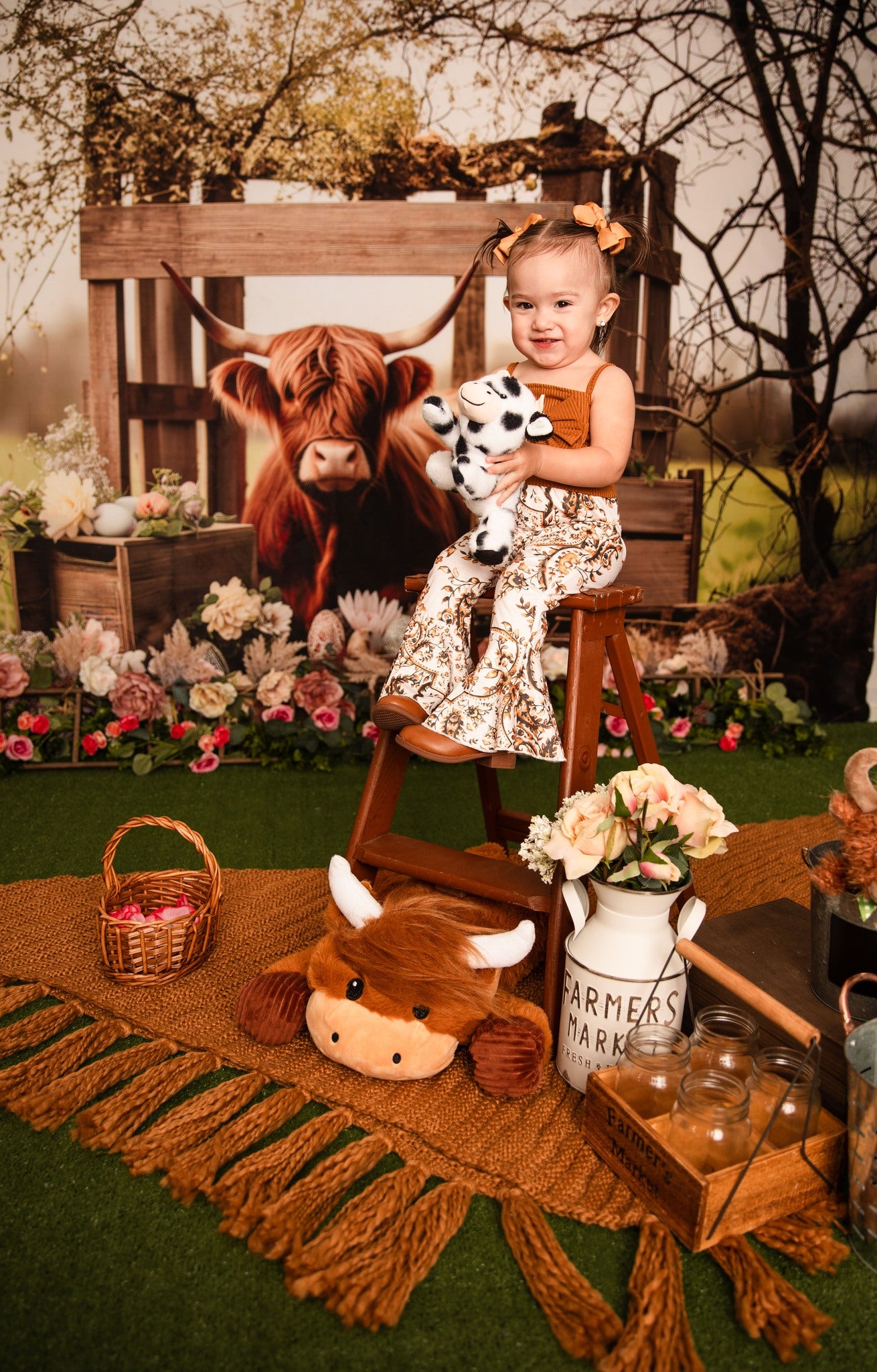 Kate Bovins Highland Extérieur Printemps Toile de fond conçue par Patty Robert - Kate Backdrop FR