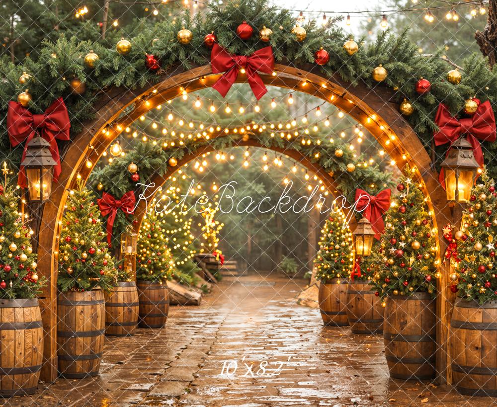 Kate Noël Arche Sapins Lanternes Toile de fond conçue par Emetselch - Kate Backdrop FR