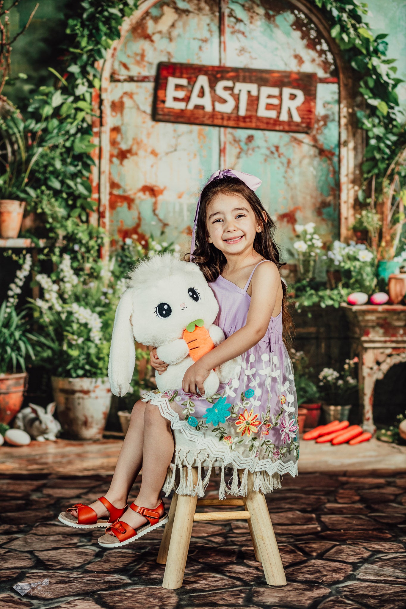 Kate Pâques Vert Plante Pierre Lapin Fenêtre Toile de fond conçue par Emetselch - Kate Backdrop FR