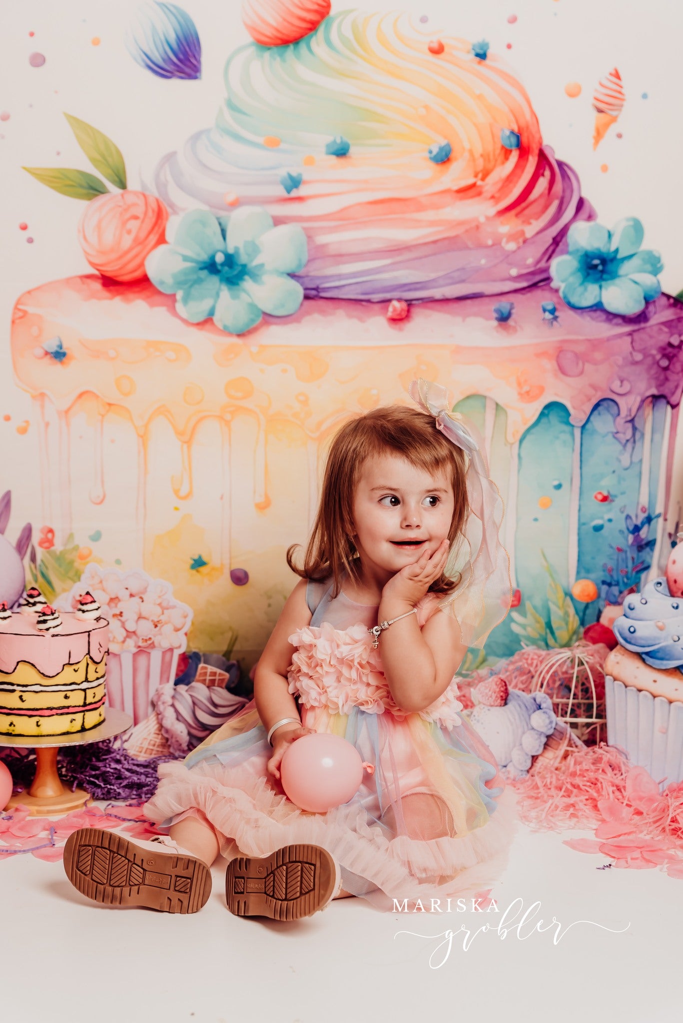 Kate Gâteau Coloré Floral Enfant Toile de fond conçue par Patty Robert - Kate Backdrop FR