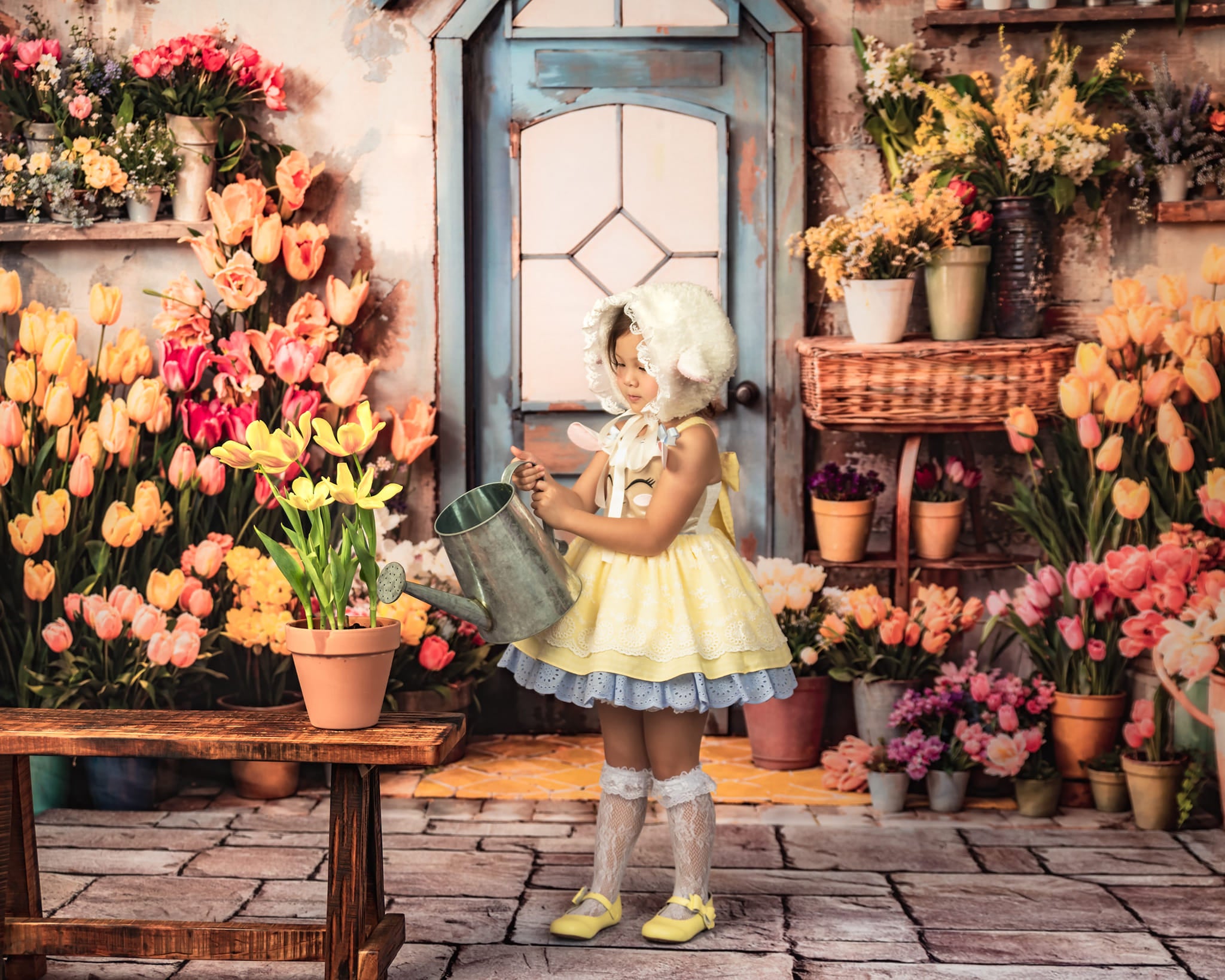 Kate Printemps Fleurs Tulipes Serre Toile de fond conçue par Emetselch - Kate Backdrop FR