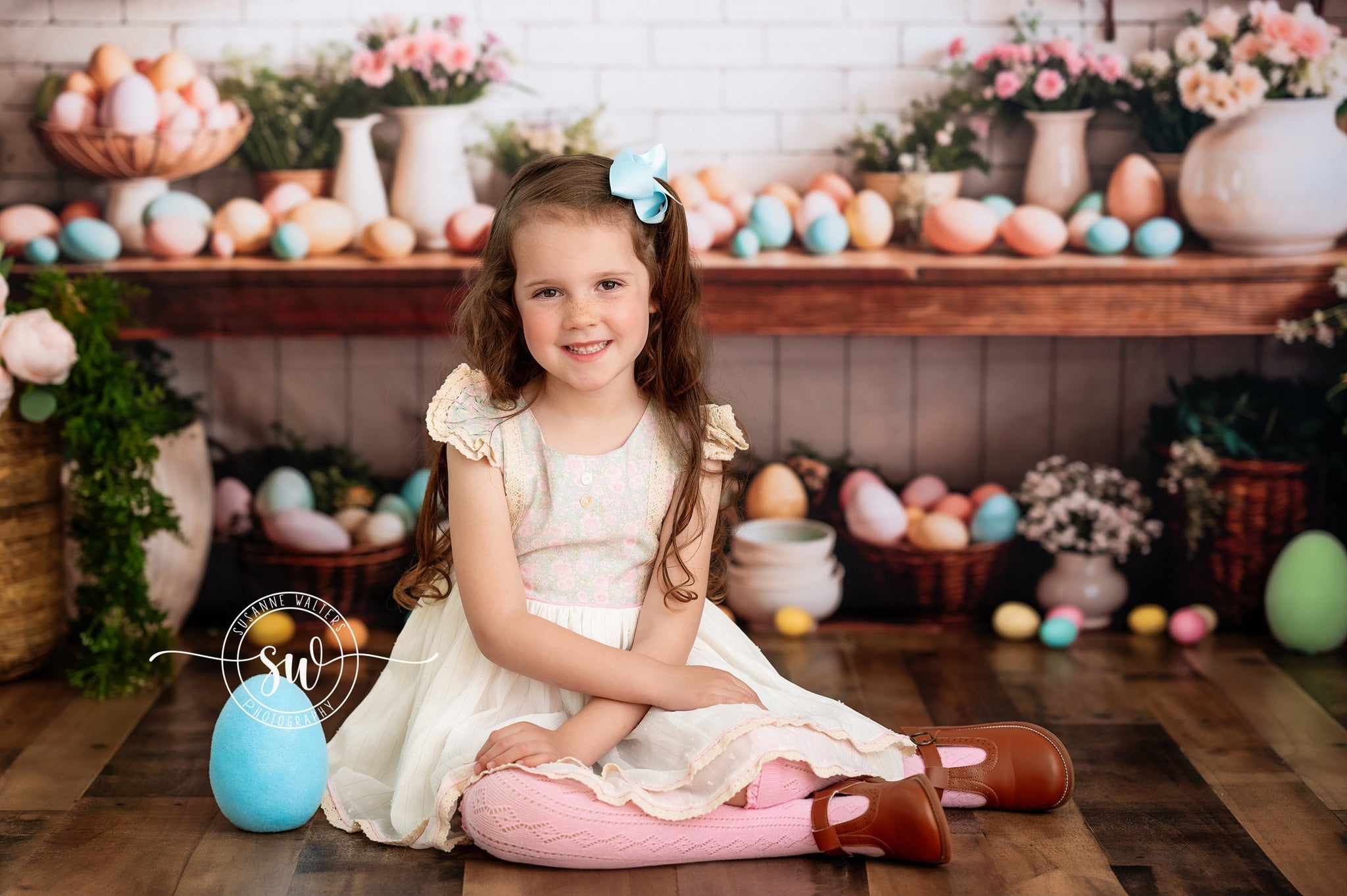 Kate Pâques Œufs Fleurs Cuisine Toile de fond conçue par Emetselch - Kate Backdrop FR