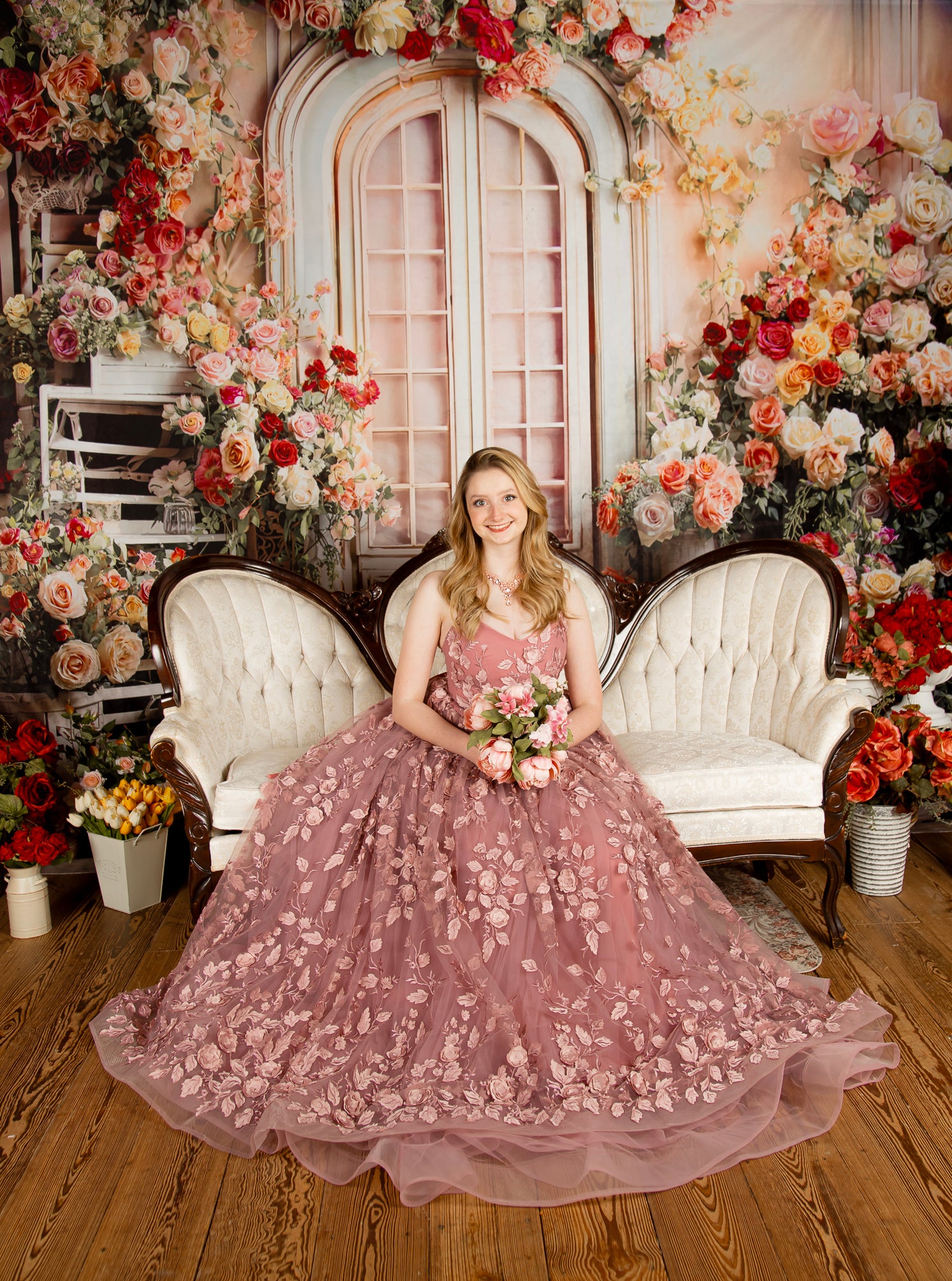 Kate Saint Valentin Fleurs Colorées Porte Toile de fond conçue par Emetselch - Kate Backdrop FR