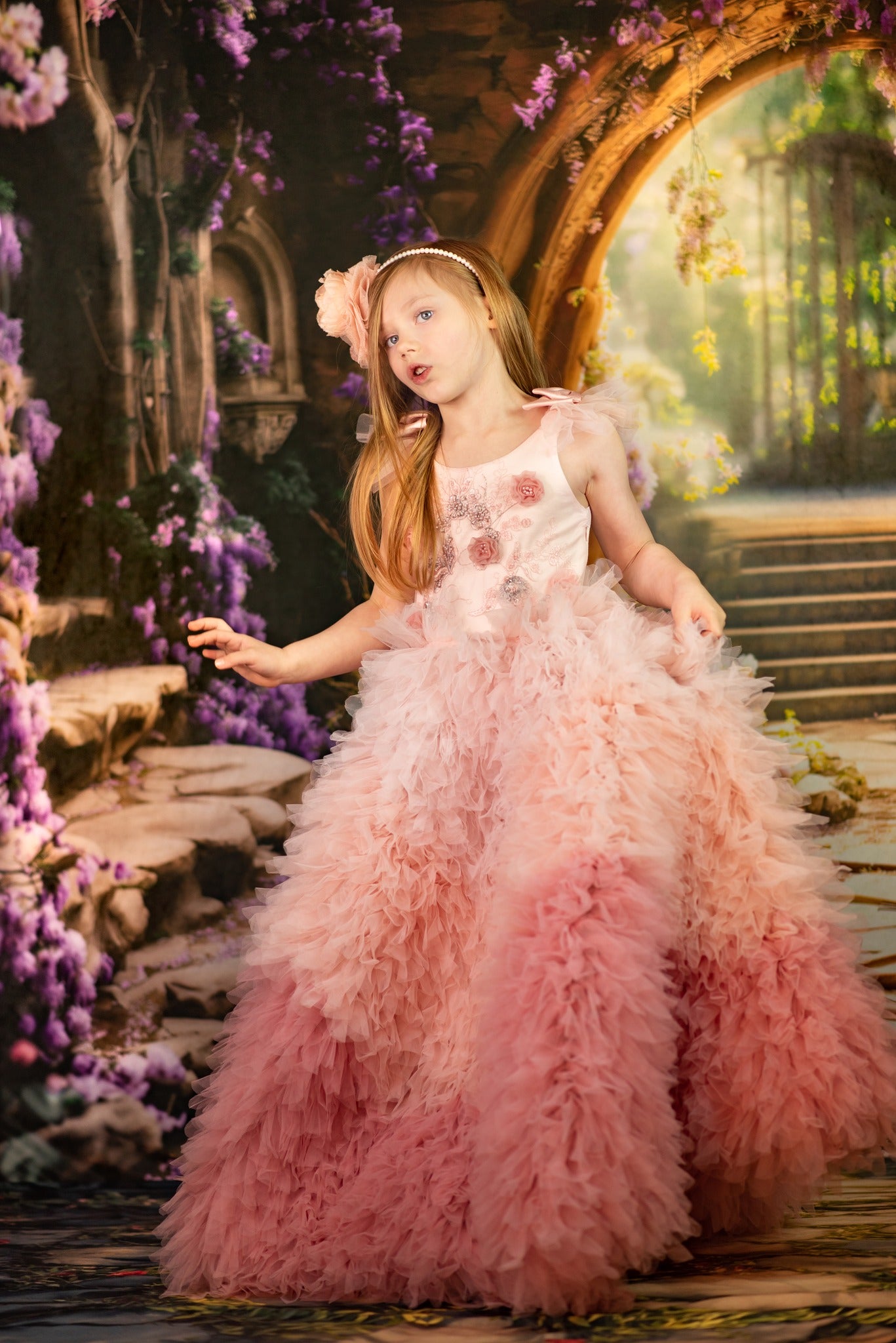 Kate Printemps Forêt Glycine Escaliers Toile de fond conçue par Emetselch - Kate Backdrop FR