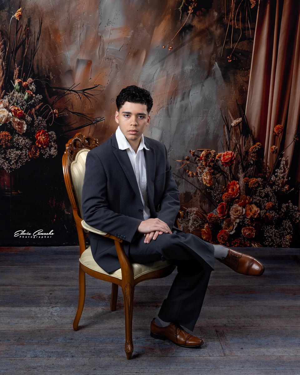 Kate Bohème Abstrait Fleur séchée Rideau Brun Toile de fond conçue par Emetselch - Kate Backdrop FR