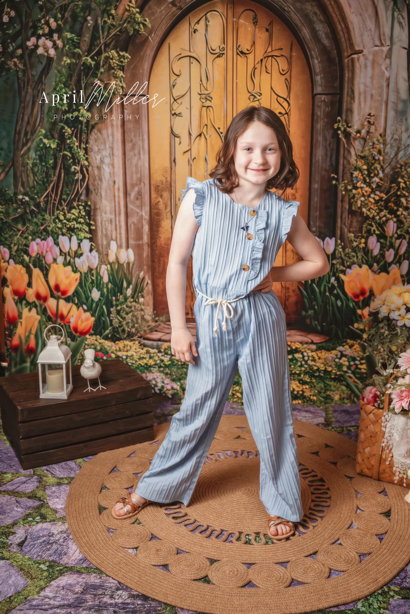 Kate Printemps Fleurs Porte en bois Jaune Toile de fond conçue par Chain Photographie - Kate Backdrop FR