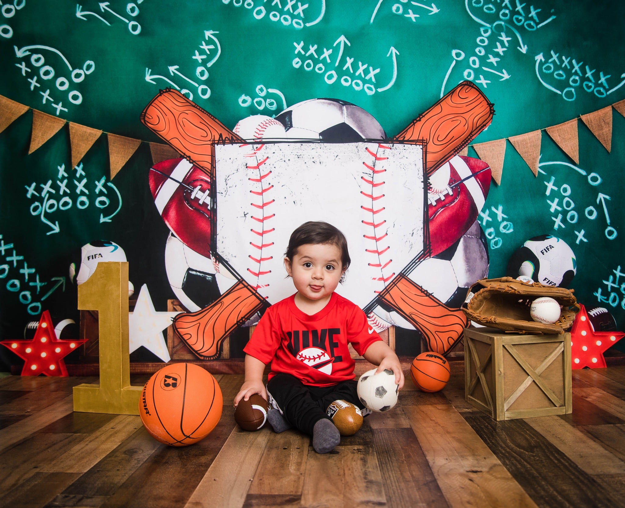 Kate Sport Parc Baseball Toile de fond conçue par Megan Leigh - Kate Backdrop FR