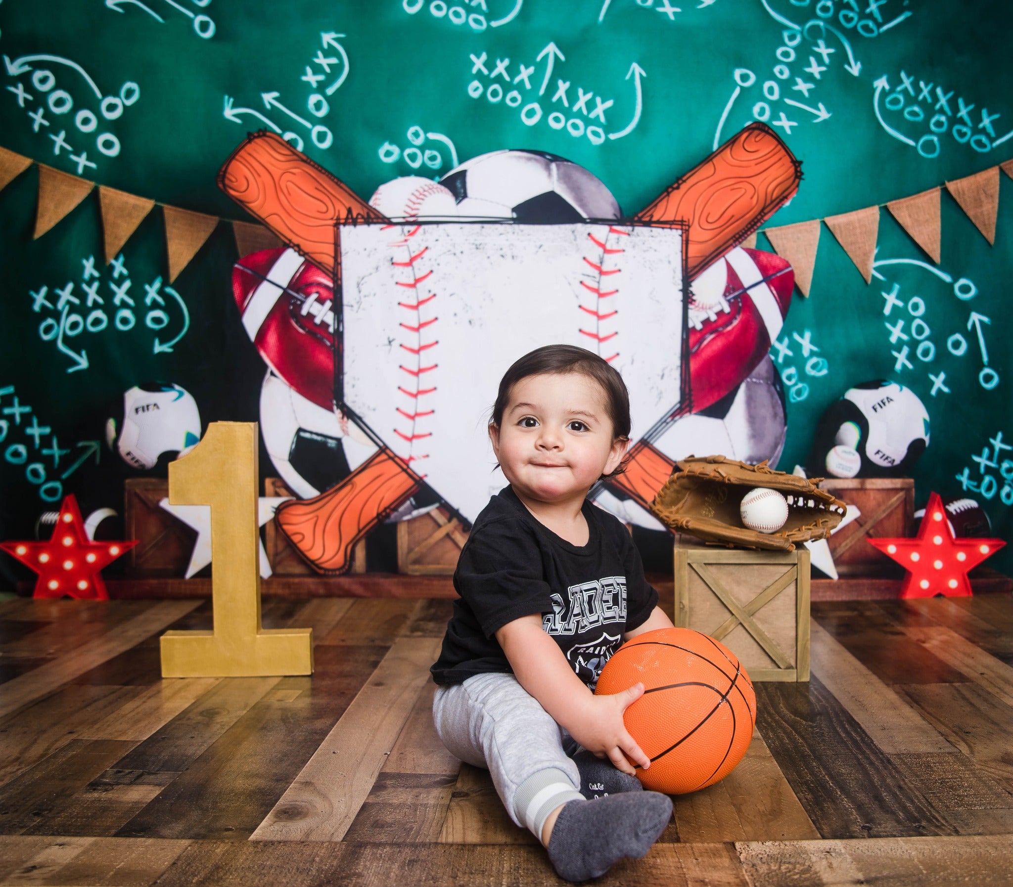 Kate Sport Parc Baseball Toile de fond conçue par Megan Leigh - Kate Backdrop FR