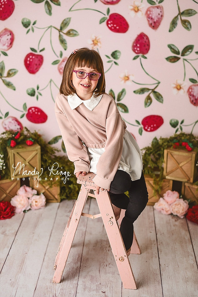 Kate Cake smash Aquarelle Fraises Été Toile de fond conçu par Mandy Ringe - Kate Backdrop FR