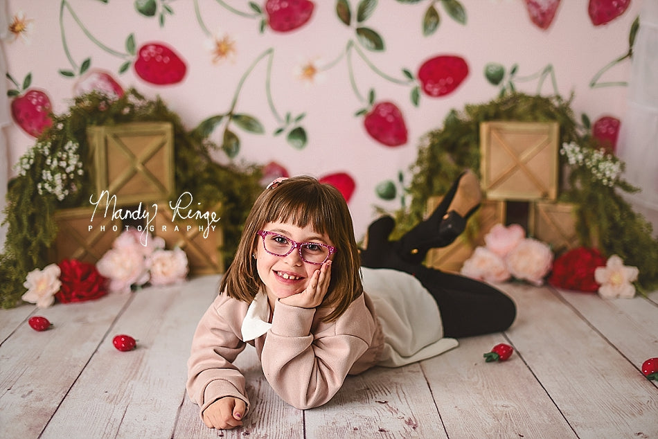 Kate Cake smash Aquarelle Fraises Été Toile de fond conçu par Mandy Ringe - Kate Backdrop FR