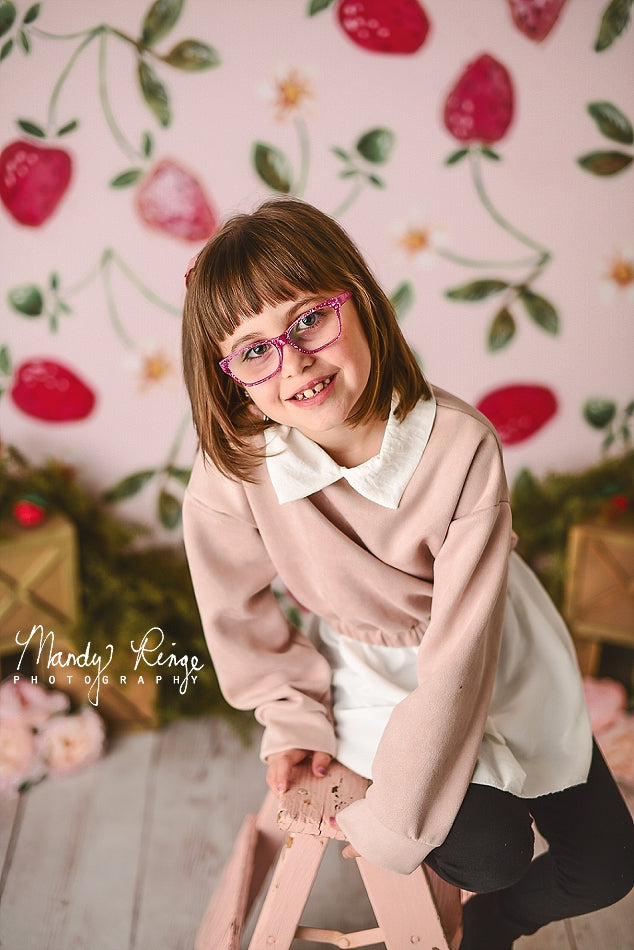 Kate Cake smash Aquarelle Fraises Été Toile de fond conçu par Mandy Ringe - Kate Backdrop FR