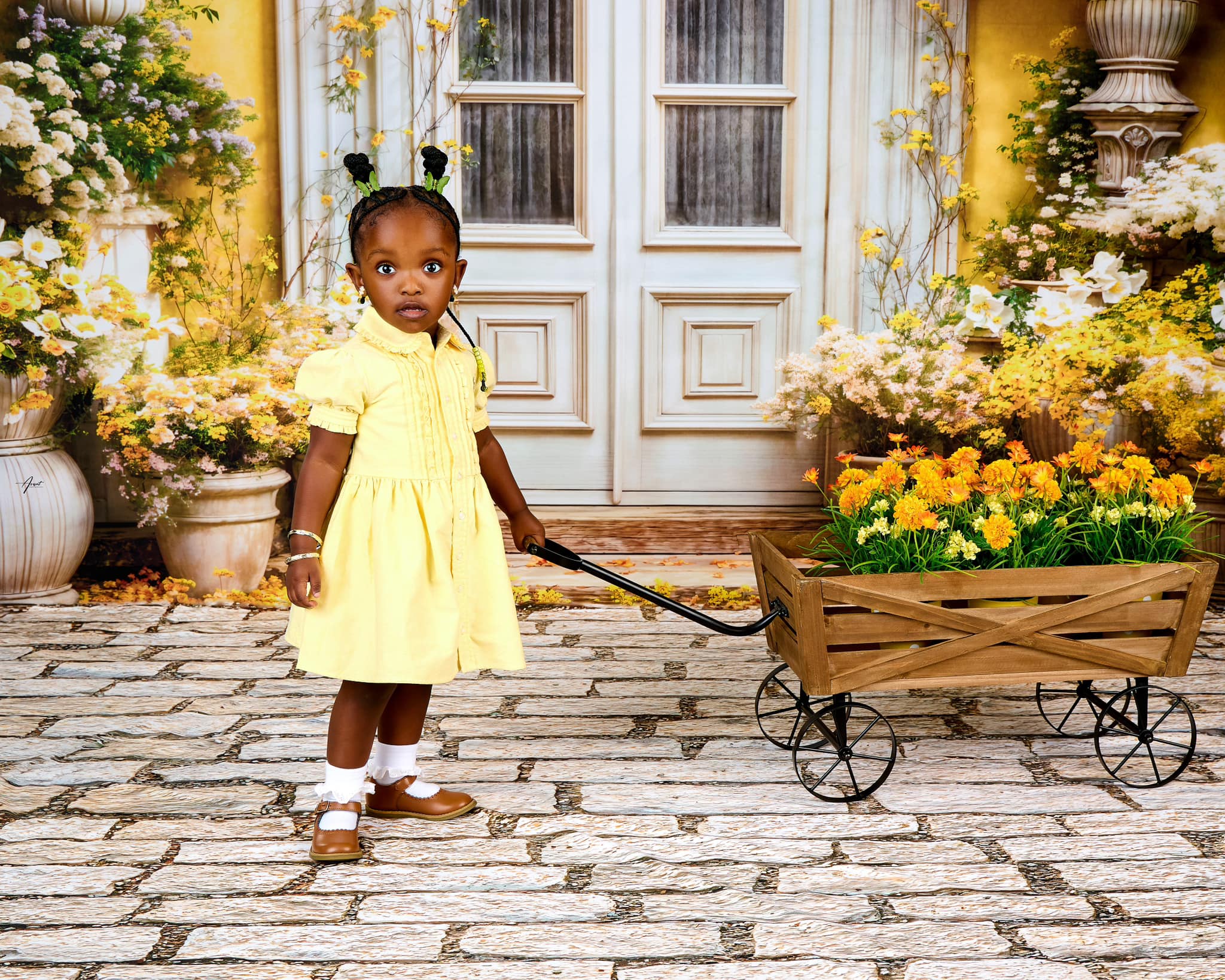 Kate Printemps Jaune Fleurs Porte en bois Toile de fond conçue par Emetselch - Kate Backdrop FR