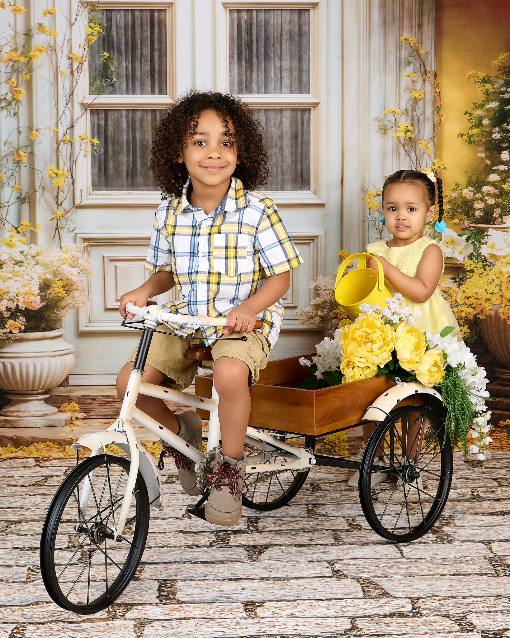 Kate Printemps Jaune Fleurs Porte en bois Toile de fond conçue par Emetselch - Kate Backdrop FR