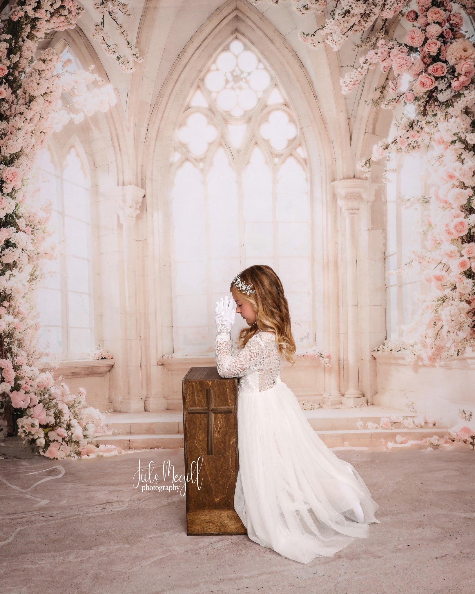 Kate Printemps Blanc Fleurs Fenêtre Mariage Toile de fond conçue par Emetselch - Kate Backdrop FR