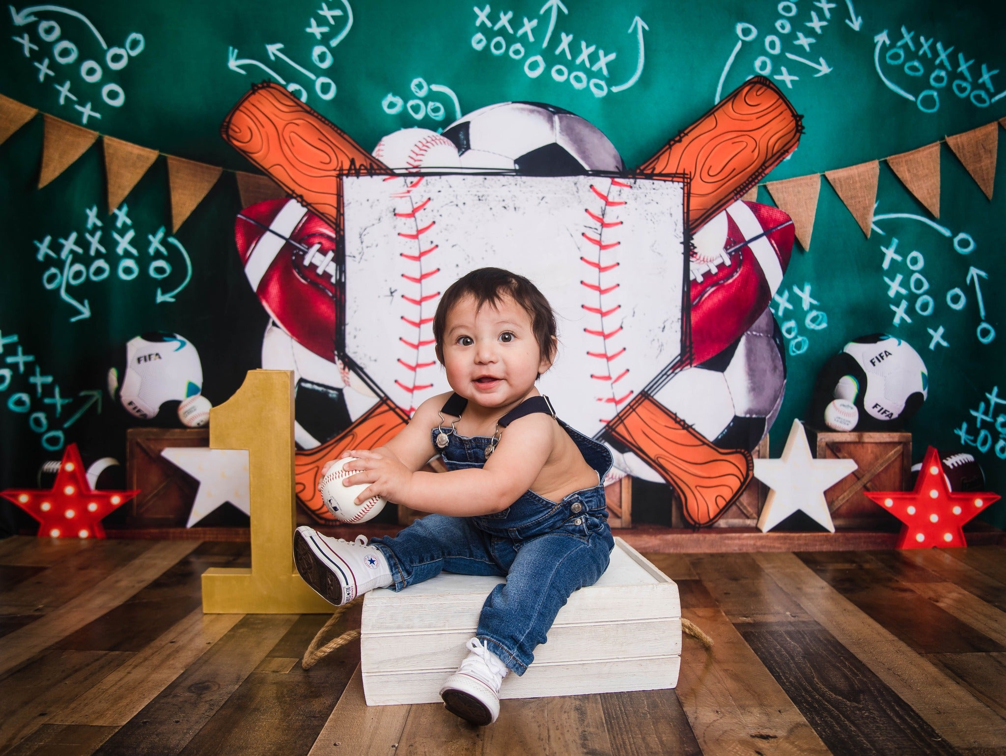 Kate Sport Parc Baseball Toile de fond conçue par Megan Leigh - Kate Backdrop FR