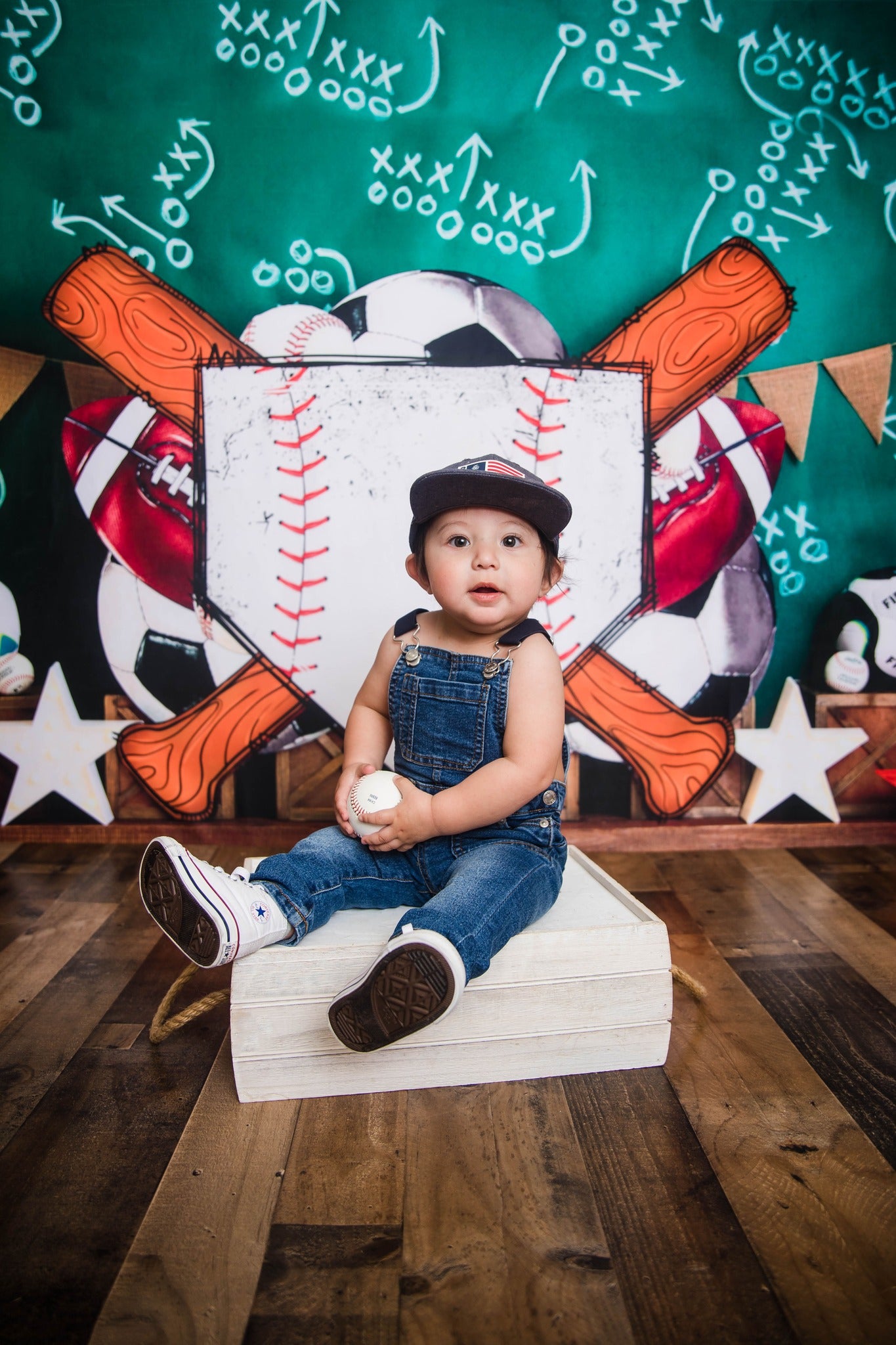 Kate Sport Parc Baseball Toile de fond conçue par Megan Leigh - Kate Backdrop FR