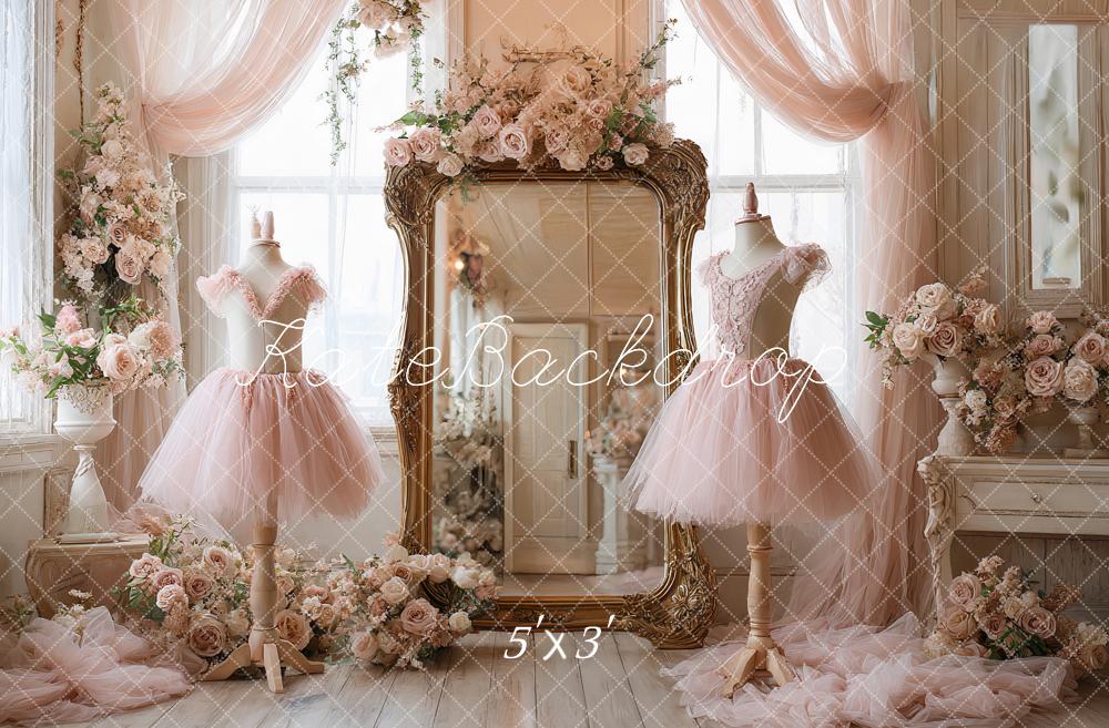 Kate Rose Robes Fleurs Miroir Toile de fond conçue par Ashley Paul - Kate Backdrop FR