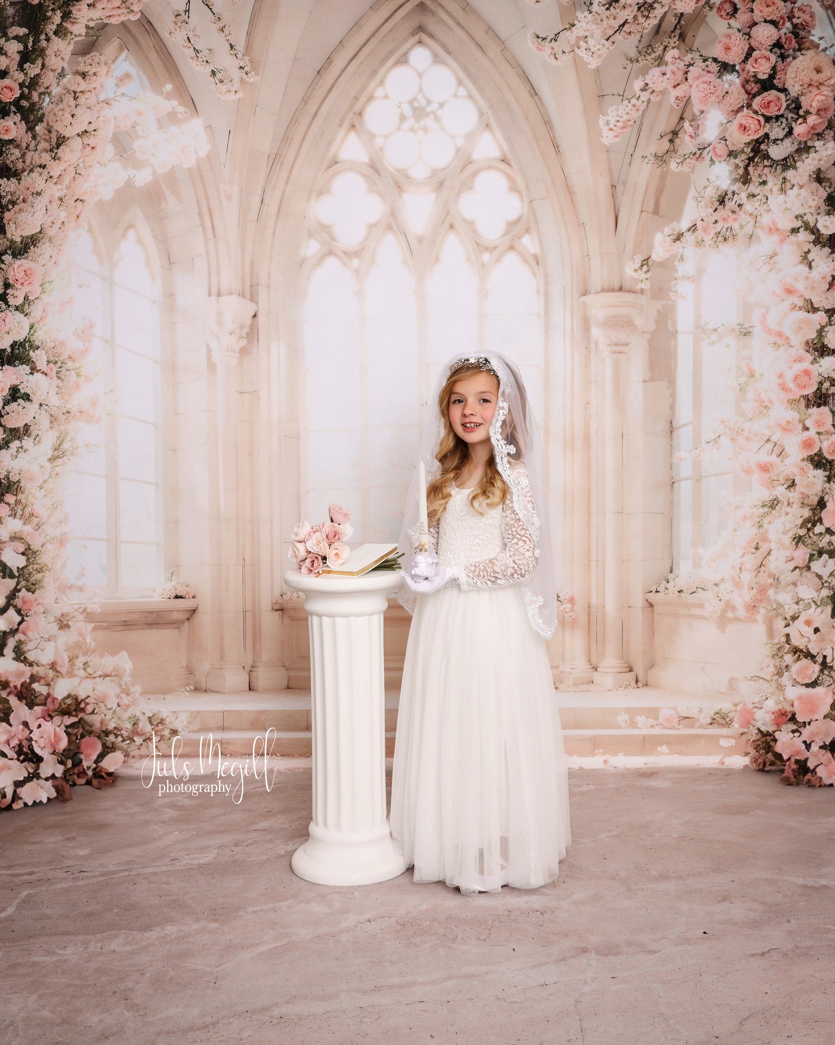 Kate Printemps Blanc Fleurs Fenêtre Mariage Toile de fond conçue par Emetselch - Kate Backdrop FR