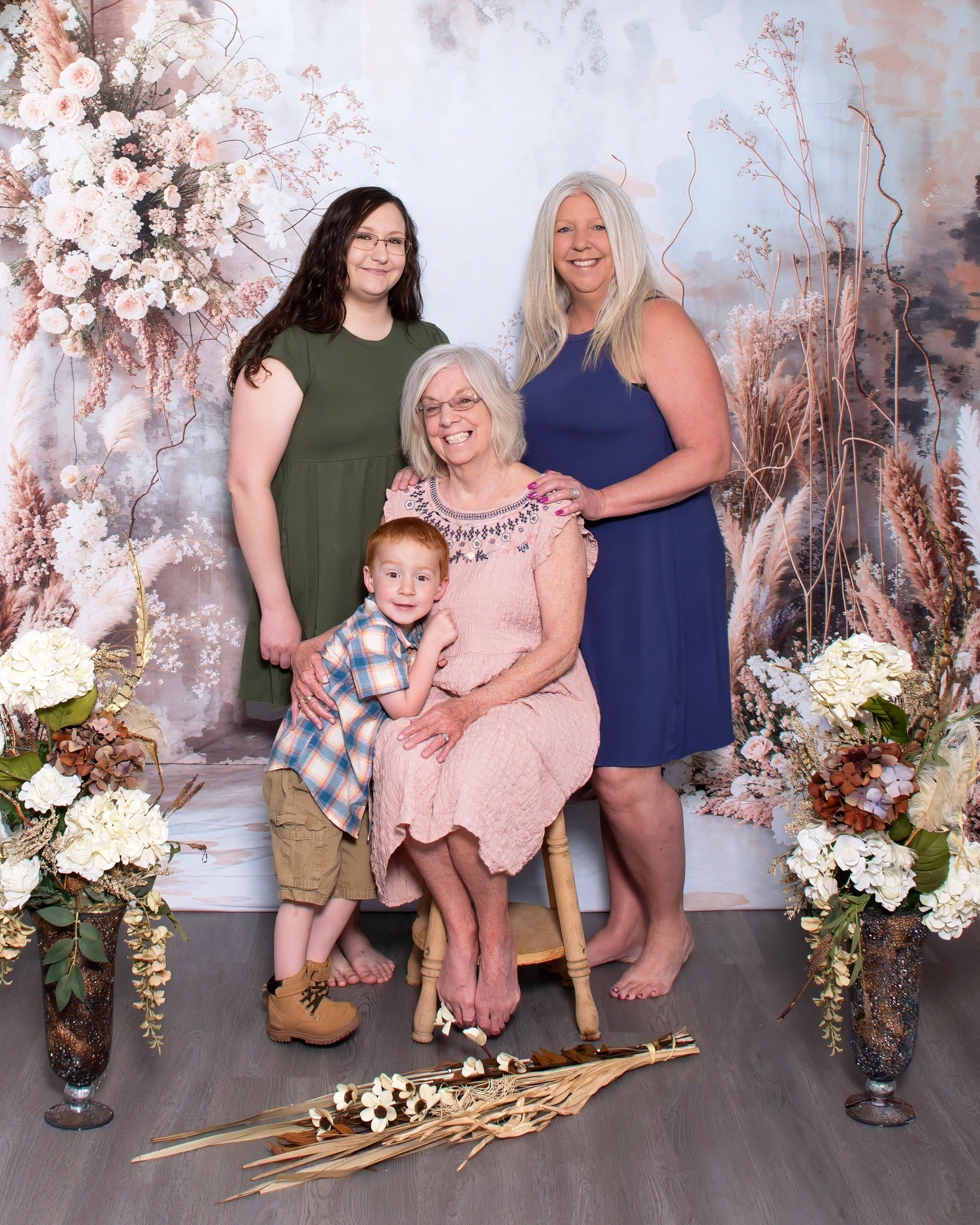 Kate Bohème Art abstrait Fleur Roseau Gris clair Toile de fond conçue par Emetselch - Kate Backdrop FR