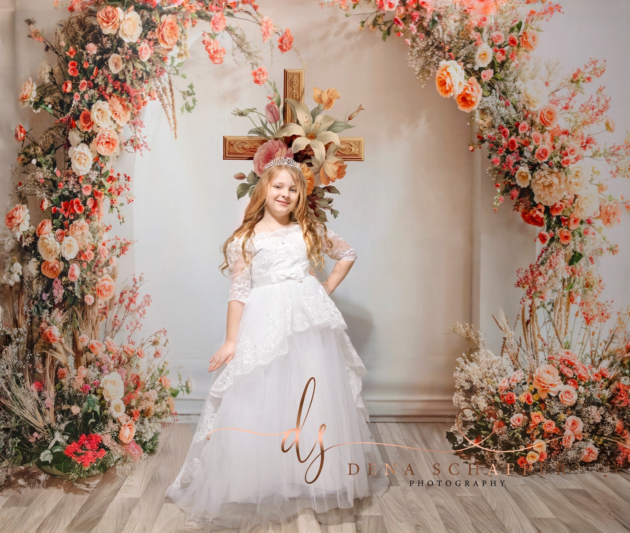 Kate Printemps Mariage Fleurs Blanc Arche Toile de fond conçue par Emetselch - Kate Backdrop FR
